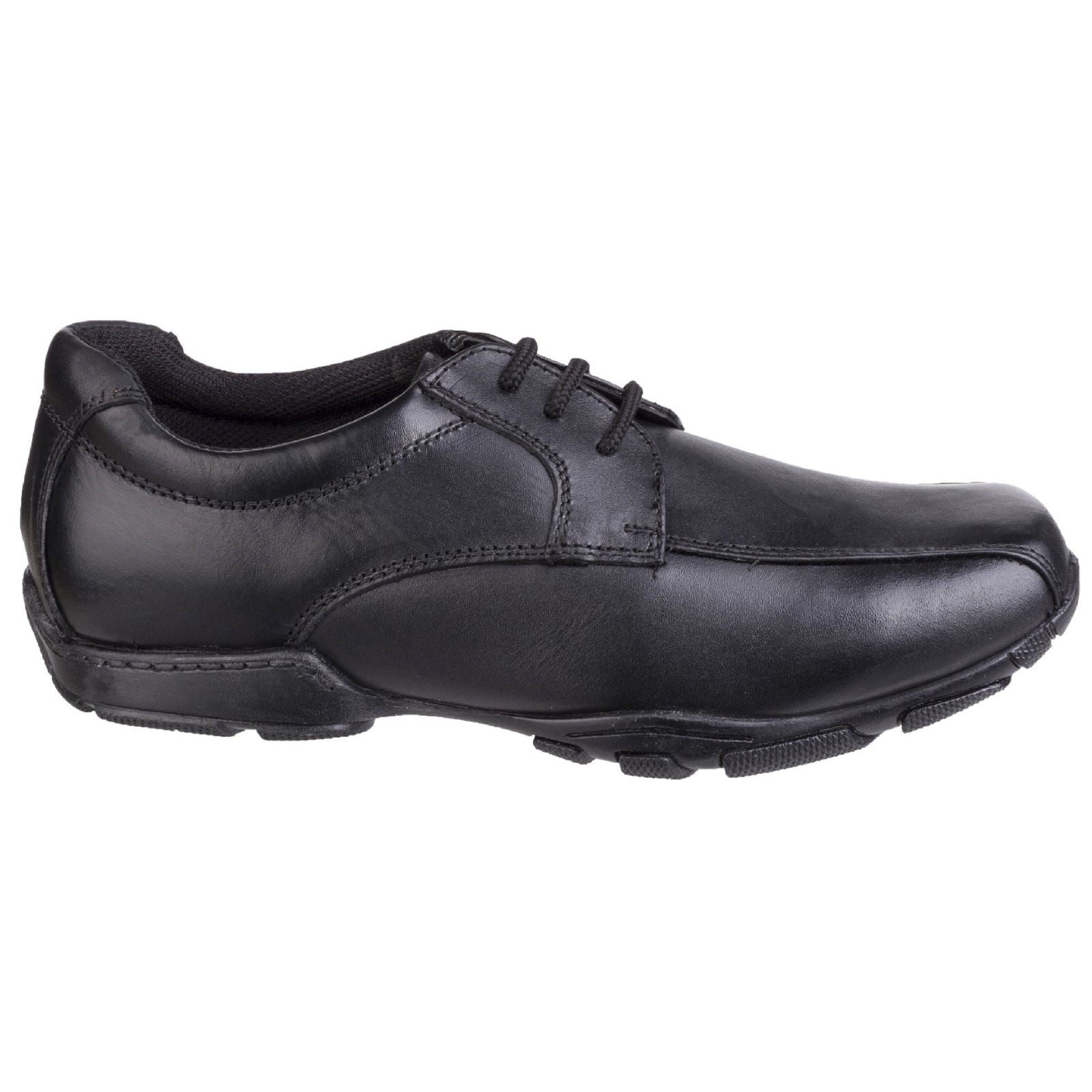 Hush Puppies Vincente Senior Chaussures Noires Pour Garçons En Cuir