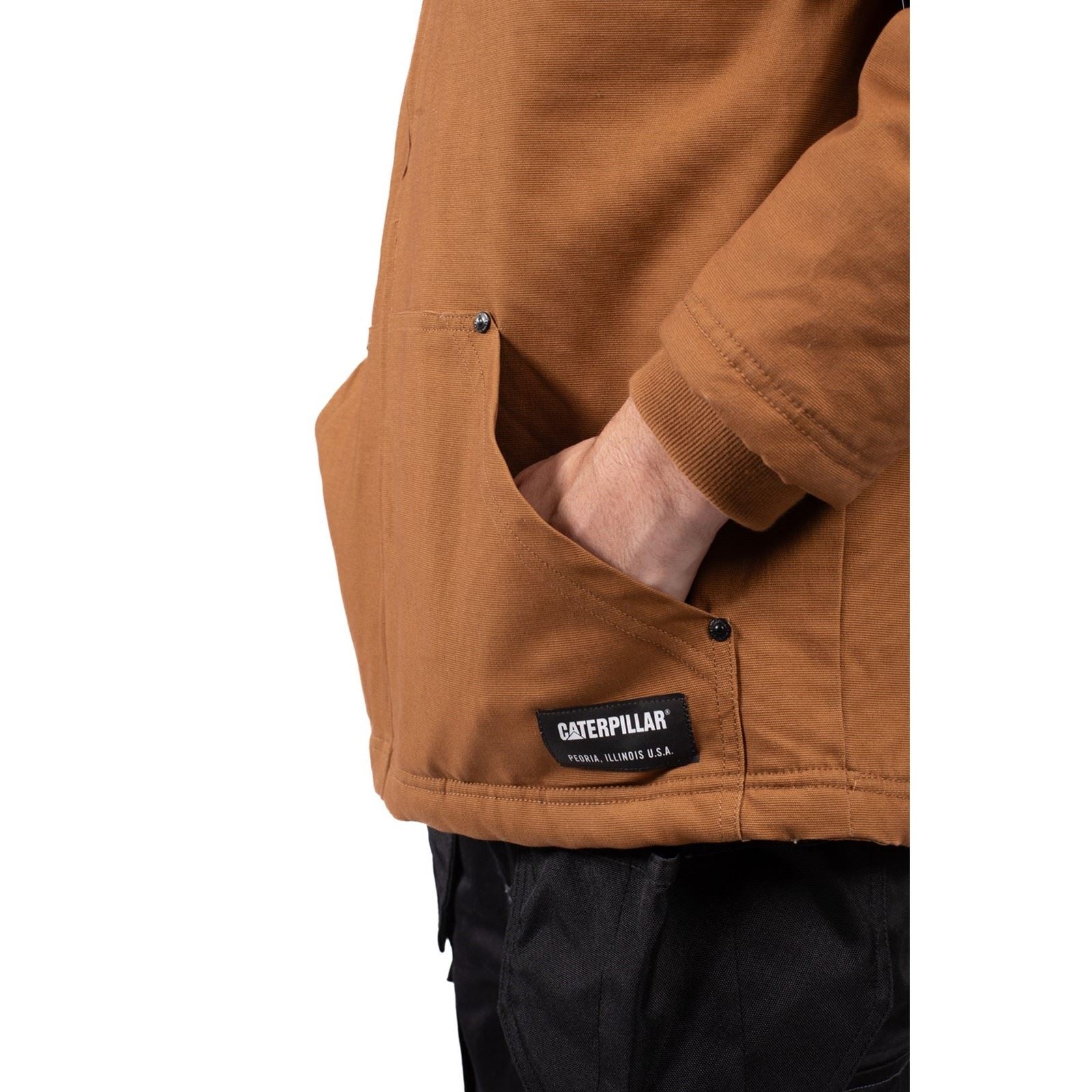 Caterpillar Hooded Sherpa Lined Veste En Polaire Bronze Pour Homme