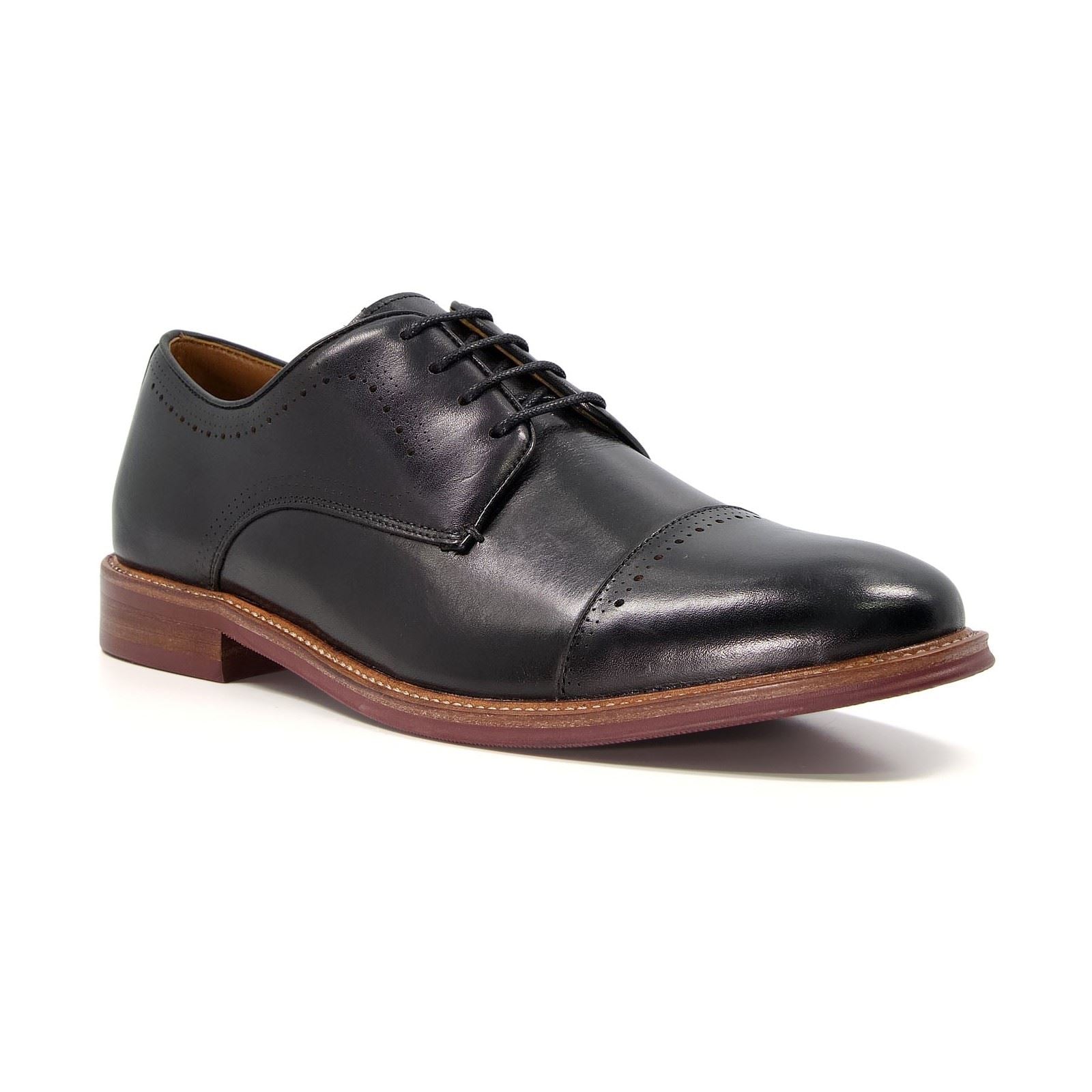 Dune Savion Chaussures Oxford Noires En Cuir Pour Hommes
