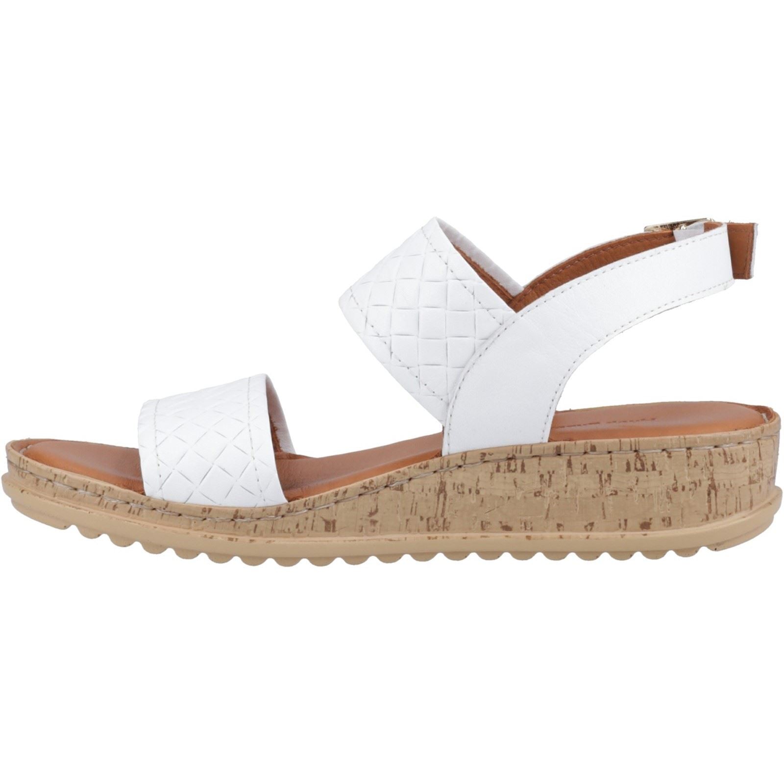 Hush Puppies Ebony Woven Sandales Blanches Pour Femmes En Cuir