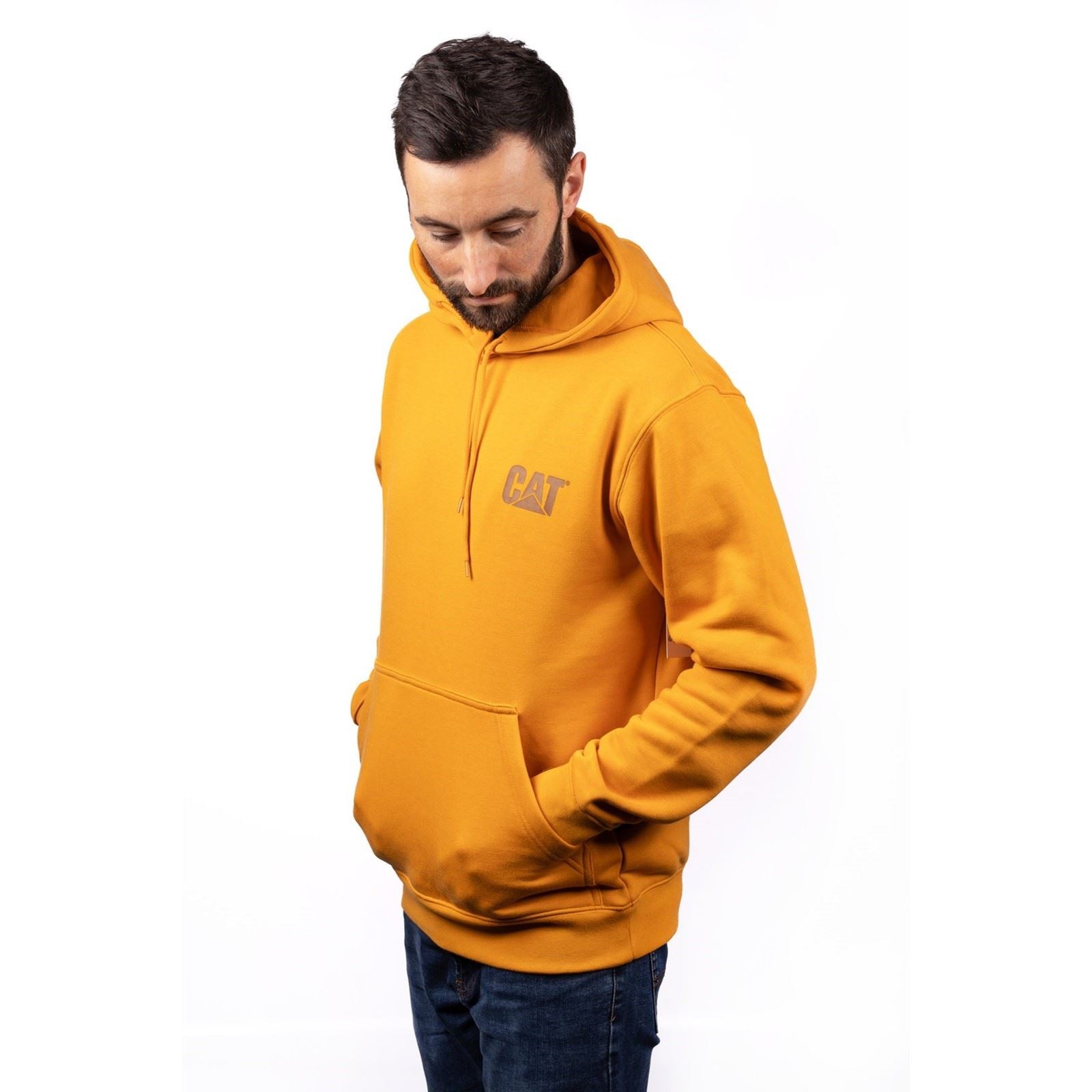 Caterpillar Trademark Banner Sweat À Capuche Jaune En Coton Pour Homme