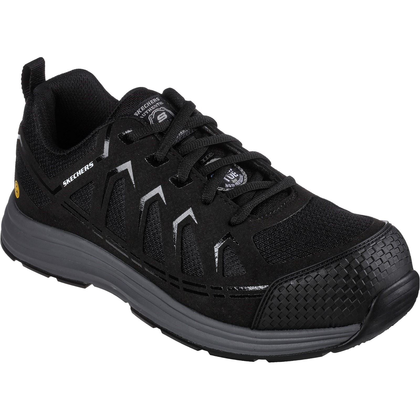 Skechers Workwear Malad II Baskets De Sécurité Noires Pour Hommes En Textile