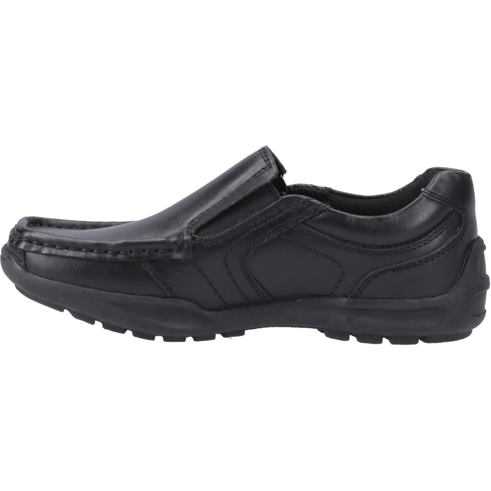 Hush Puppies Morgan Chaussures Noires Pour Garçons En Cuir