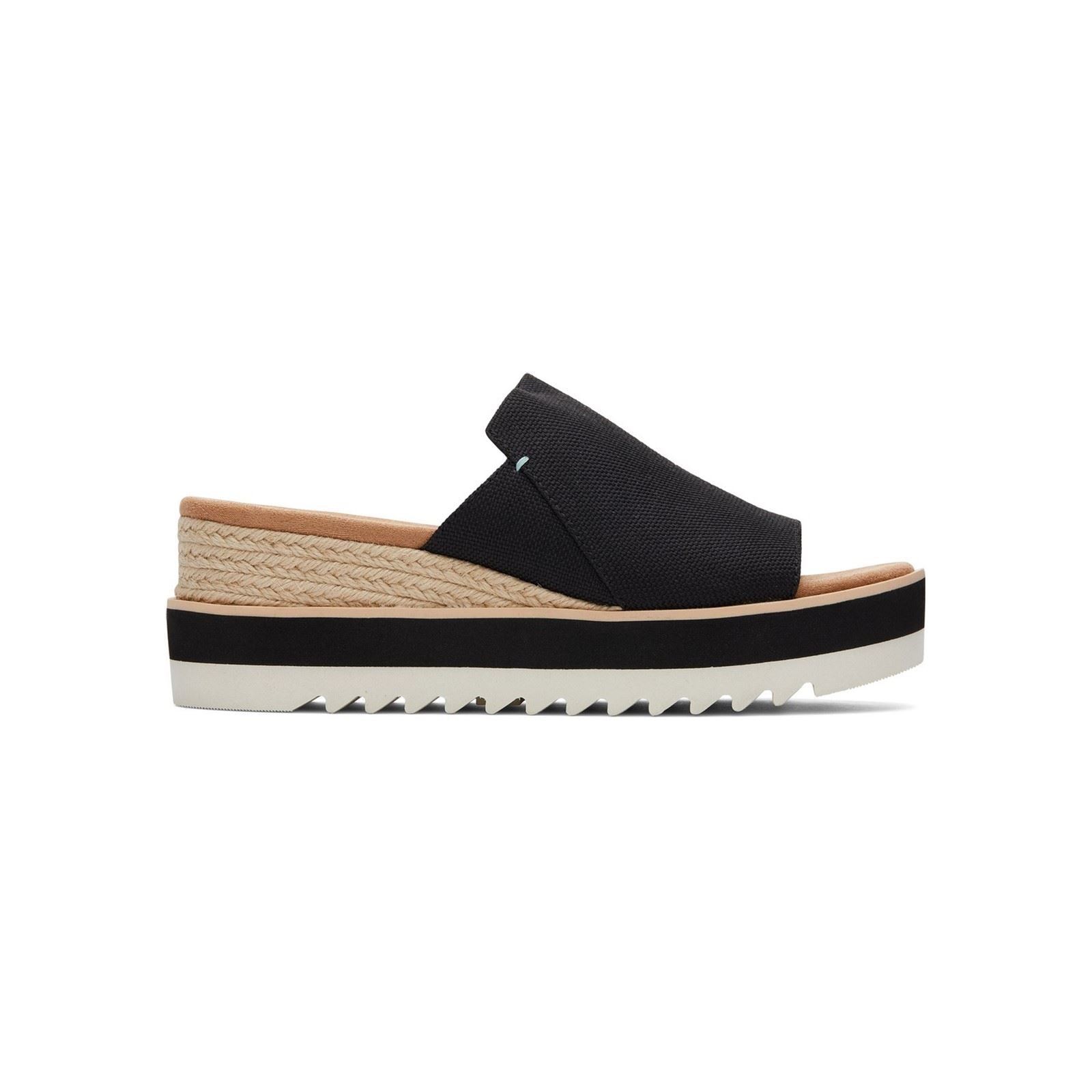 TOMS Diana Mule Compensées Noires Pour Femmes En Synthétique