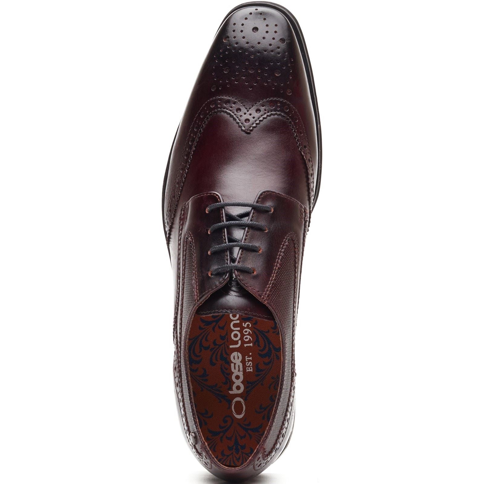 Base London Steeple Brogue Chaussures Brogues En Cuir Pour Hommes Marron Brûlé