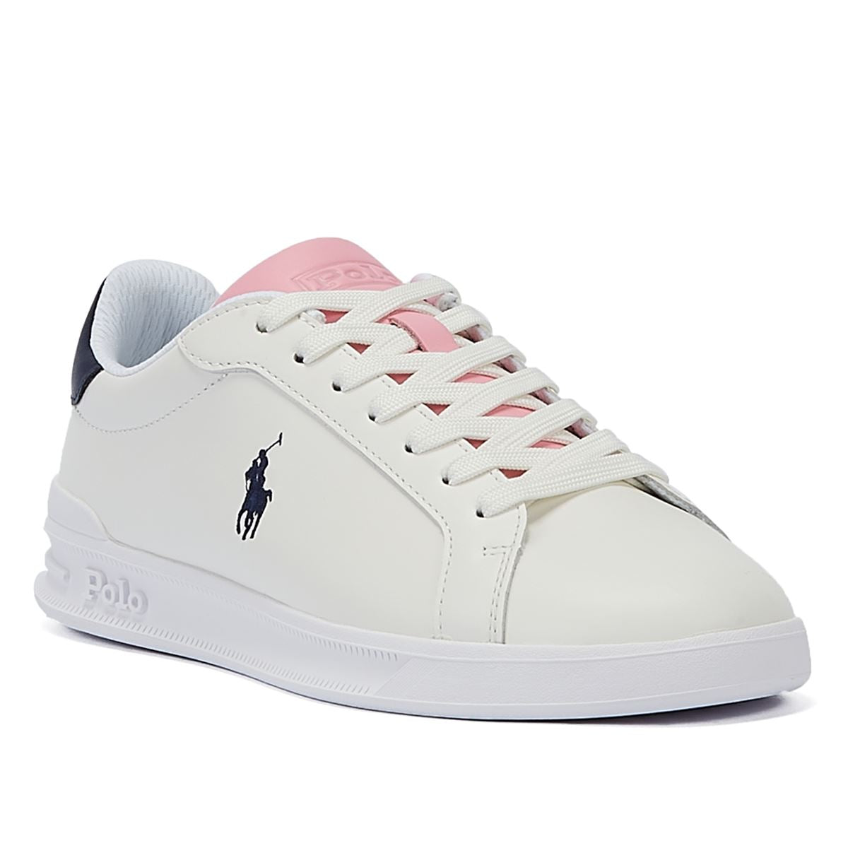 Ralph Lauren Heritage Court Leather Baskets Blanches/Rose