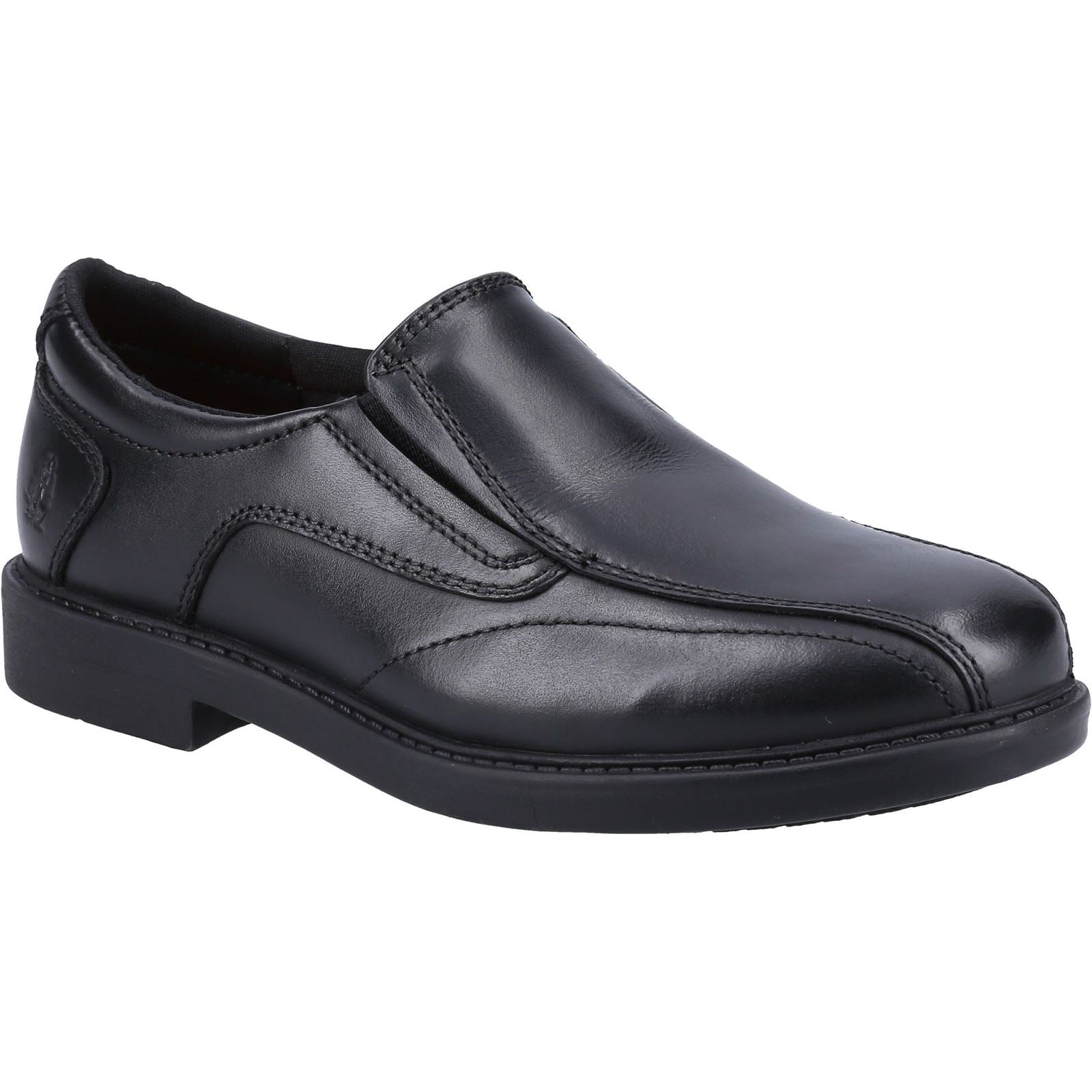 Hush Puppies Toby SNR Chaussures Noires Pour Garçons En Cuir