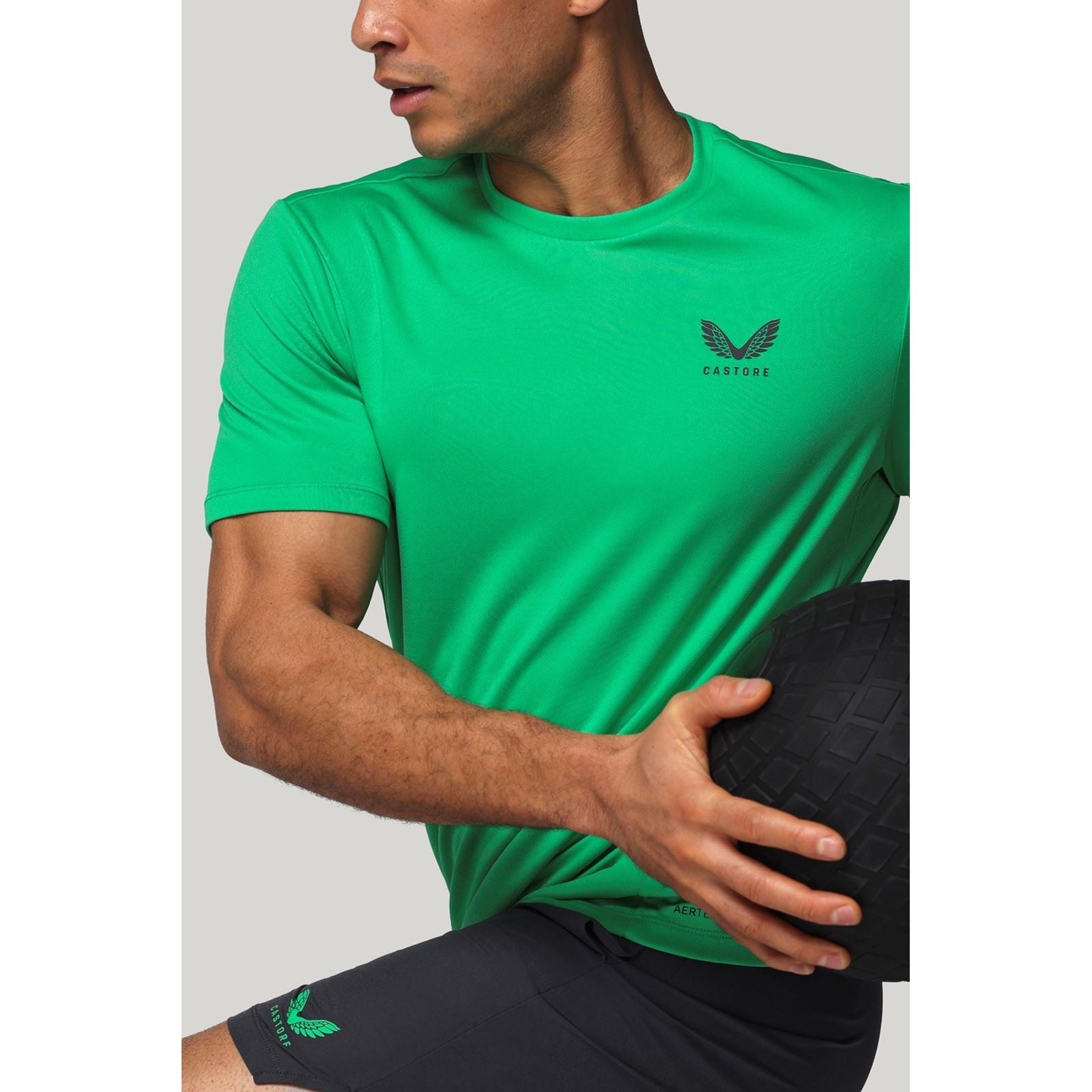 Castore Short Sleeve T-Shirts De Sport Actifs Pour Hommes En Polyester Vert