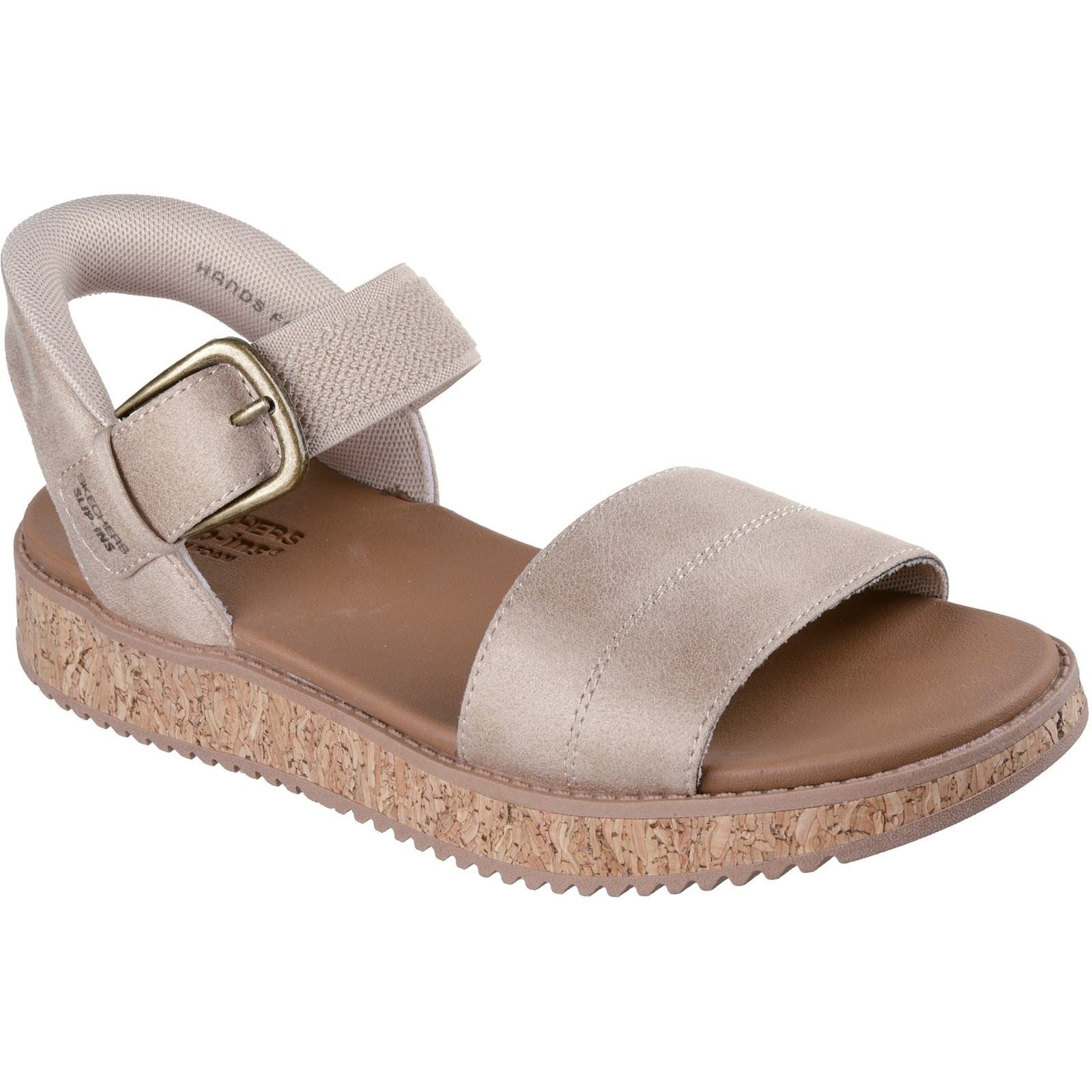 Skechers Bobs Sun Vibe Be Corky Sandales Naturelles En Polyester Pour Femmes