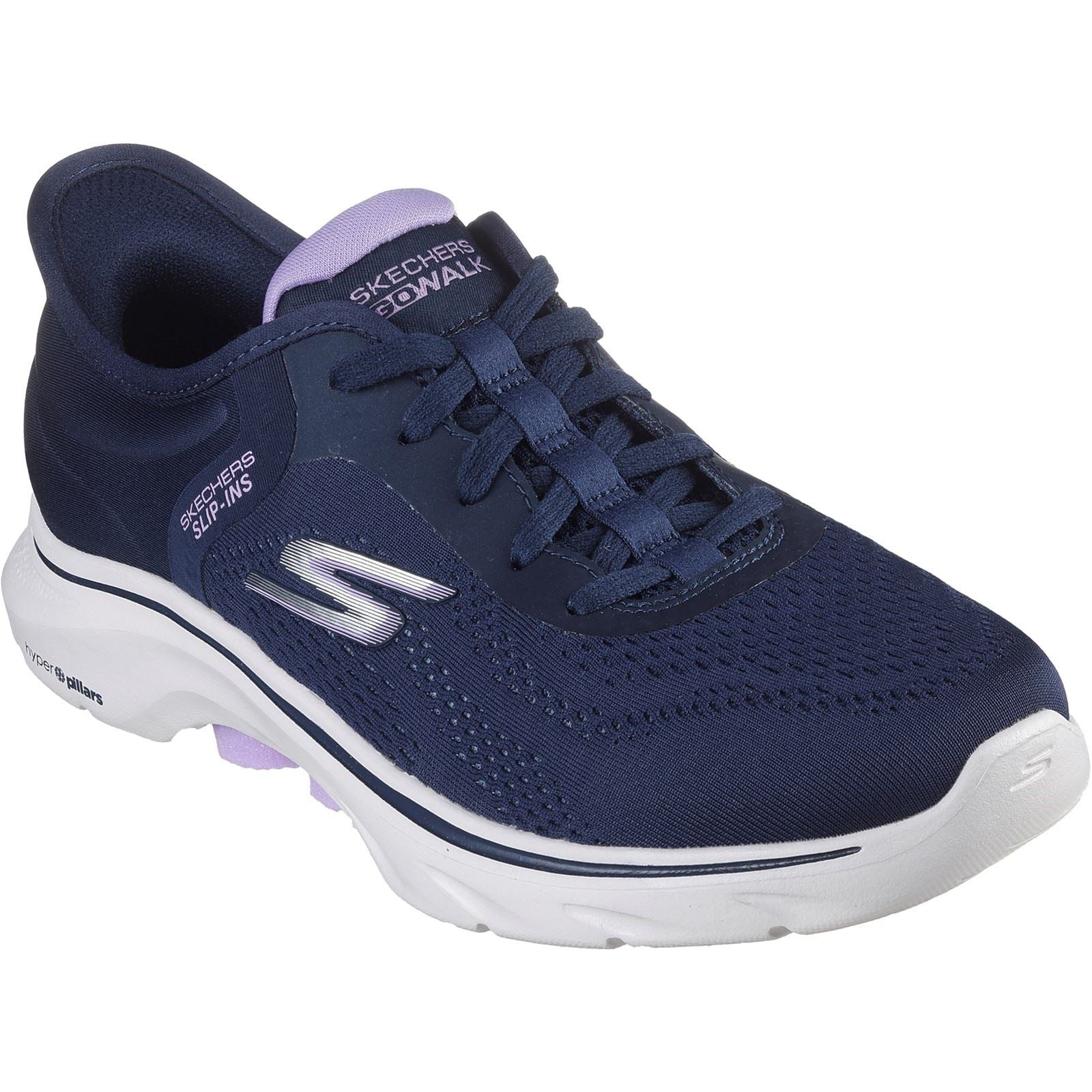 Skechers GO WALK 7 Valin Baskets Femme En Toile Bleu Marine/Lavande