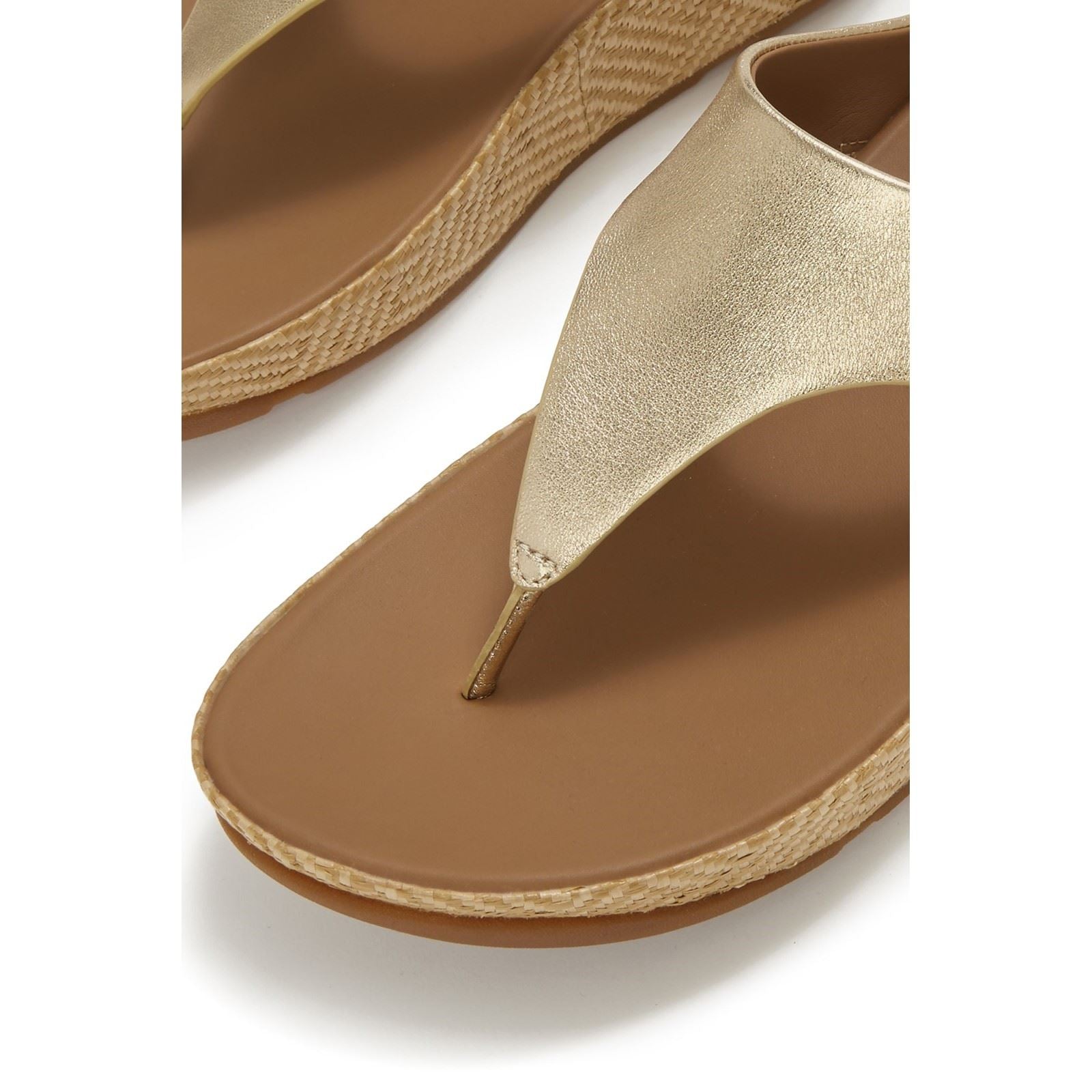 Fitflop Lulu Lux Graphic-Weave Toe-Post Sandales Platino En Cuir Pour Femmes