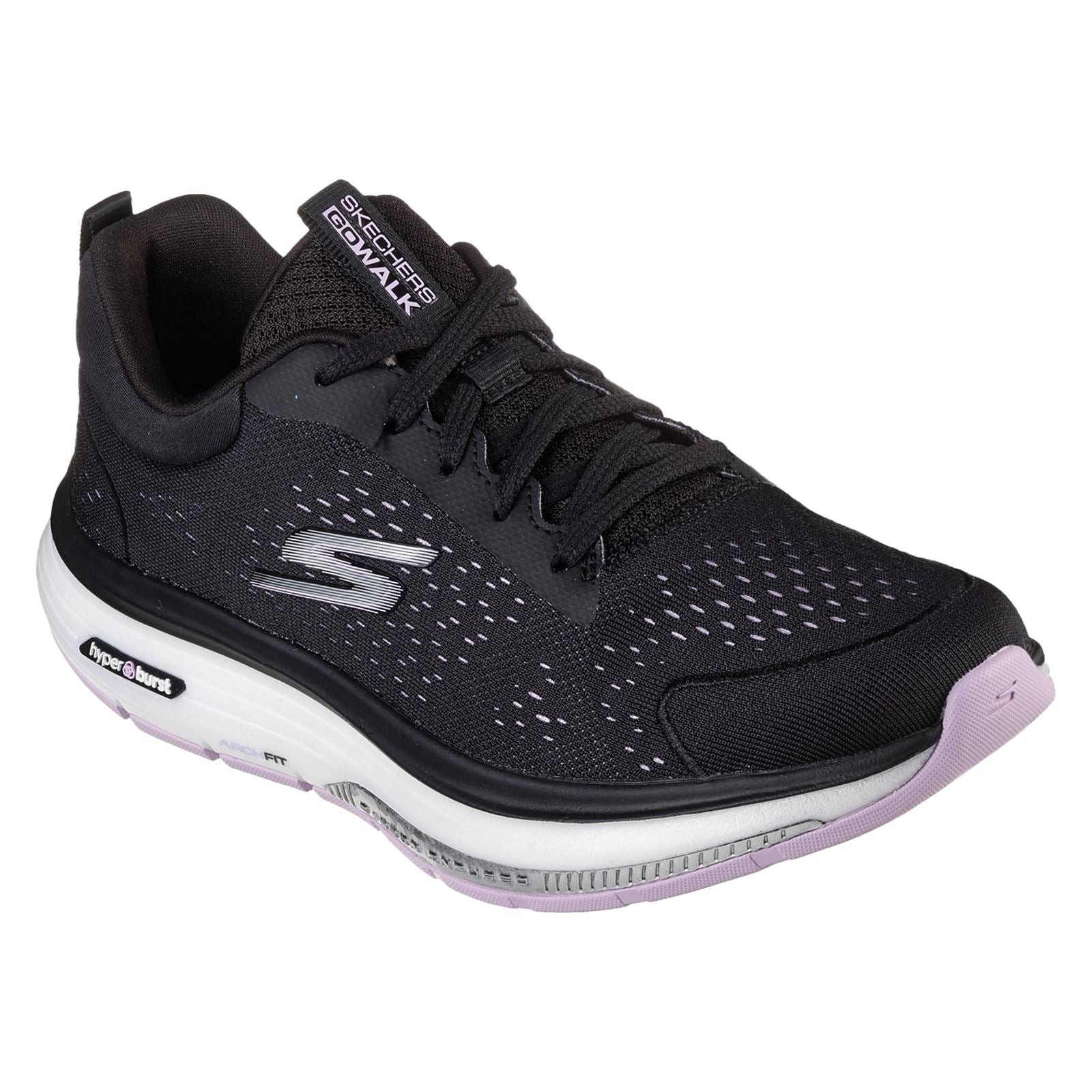 Skechers Go Walk Workout Walker Outpace Baskets En Synthétique Pour Femmes, Noir/Lavande