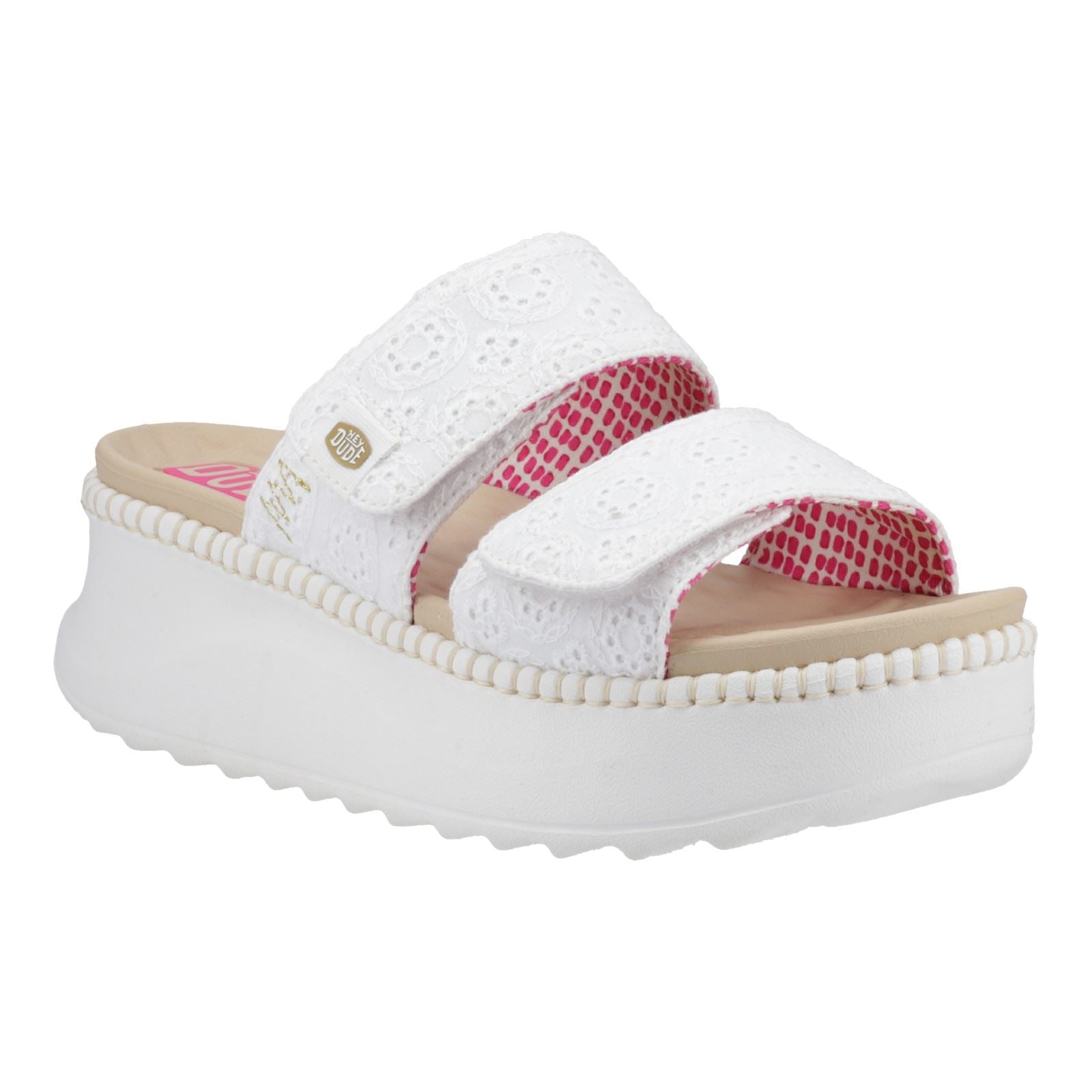 HEYDUDE Delray Slide Eyelet Sandales Blanches Pour Femmes En Coton
