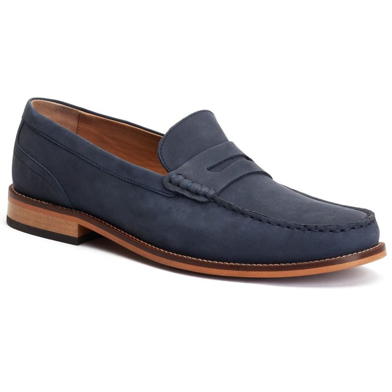 Base London Garfield Chaussures Bateau En Cuir Pour Homme, Bleu Marine