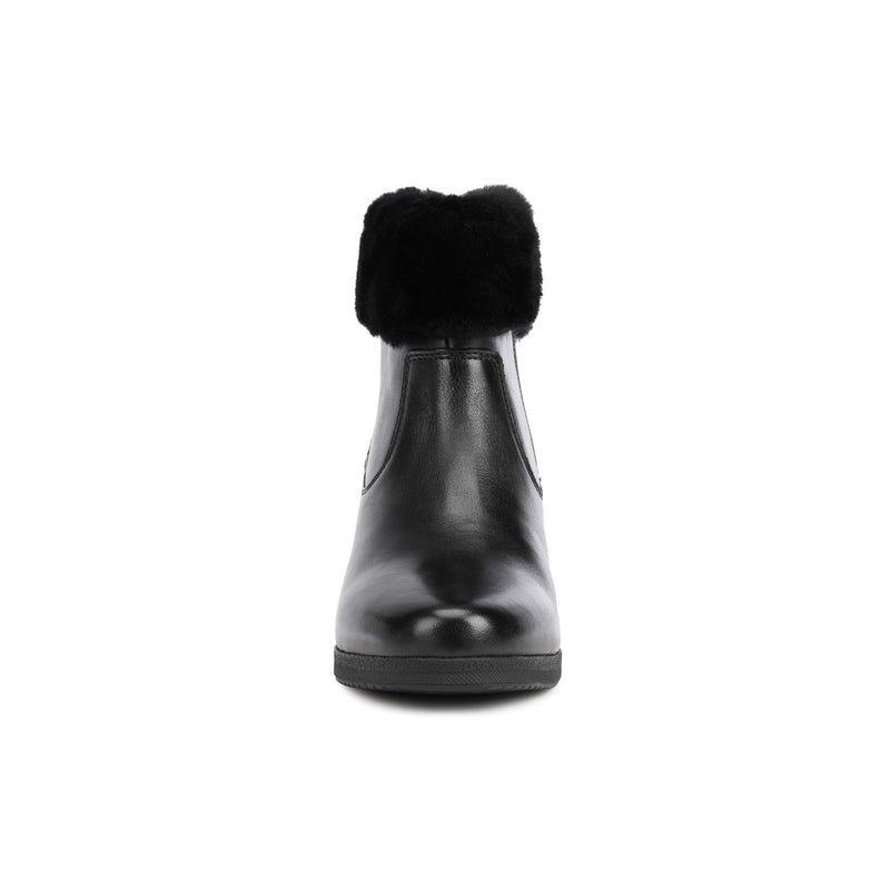 Geox Anylla Bottes Noires En Cuir Nappa Bovin Pour Femme