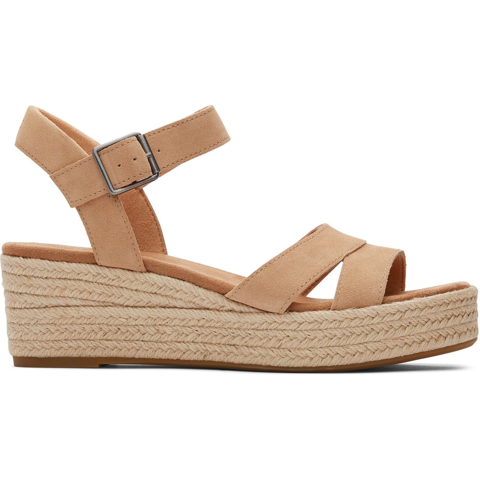 TOMS Audrey Sandales Compensées En Cuir Pour Femmes Couleur Miel