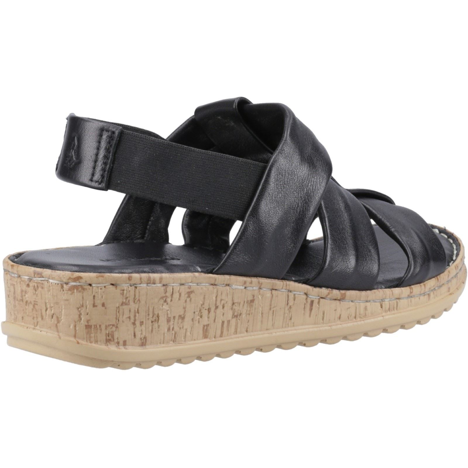 Hush Puppies Eden Wide Fit Sandales Noires Pour Femmes En Cuir