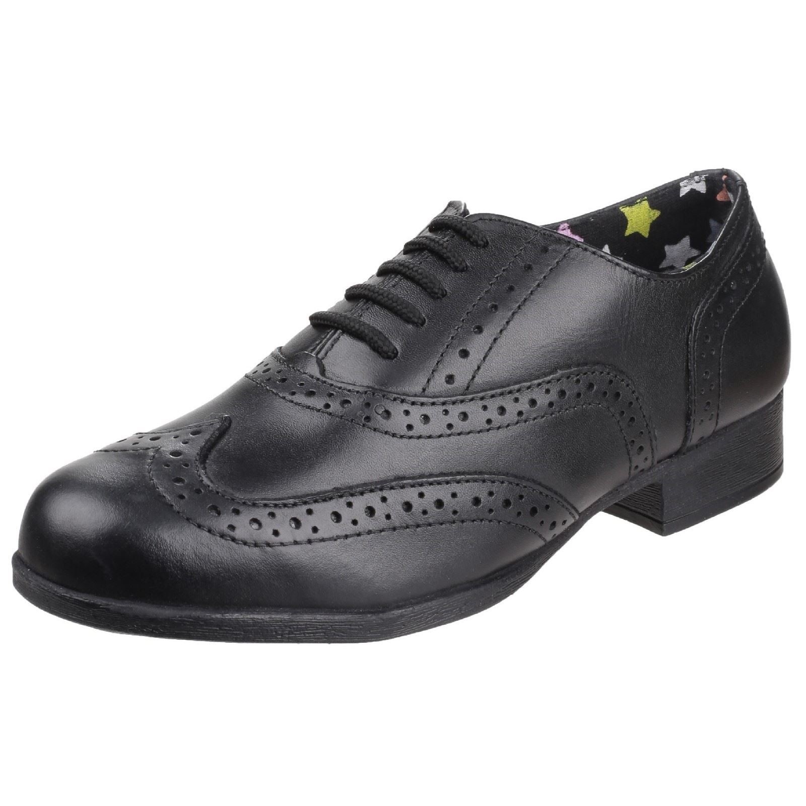 Hush Puppies Kada Junior Chaussures Noires Pour Filles En Cuir