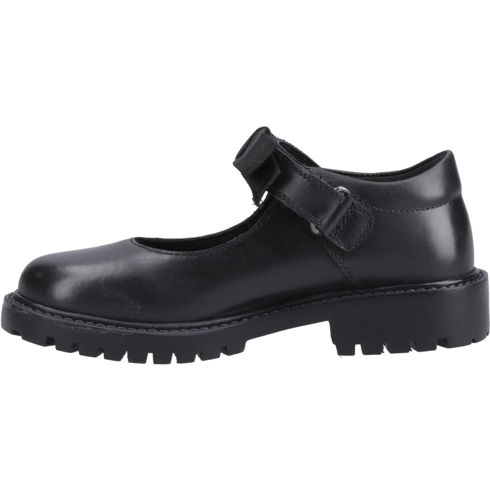 Hush Puppies Astrid Bow Chaussures Noires Pour Filles En Cuir