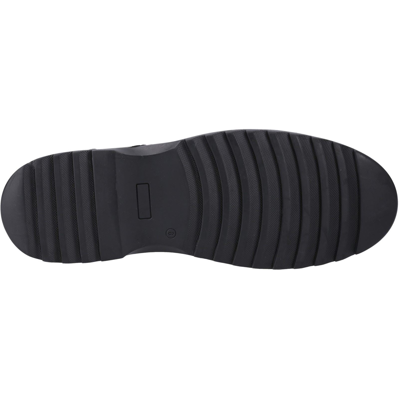 Hush Puppies Romeo Chaussures Noires Pour Garçons En Cuir.