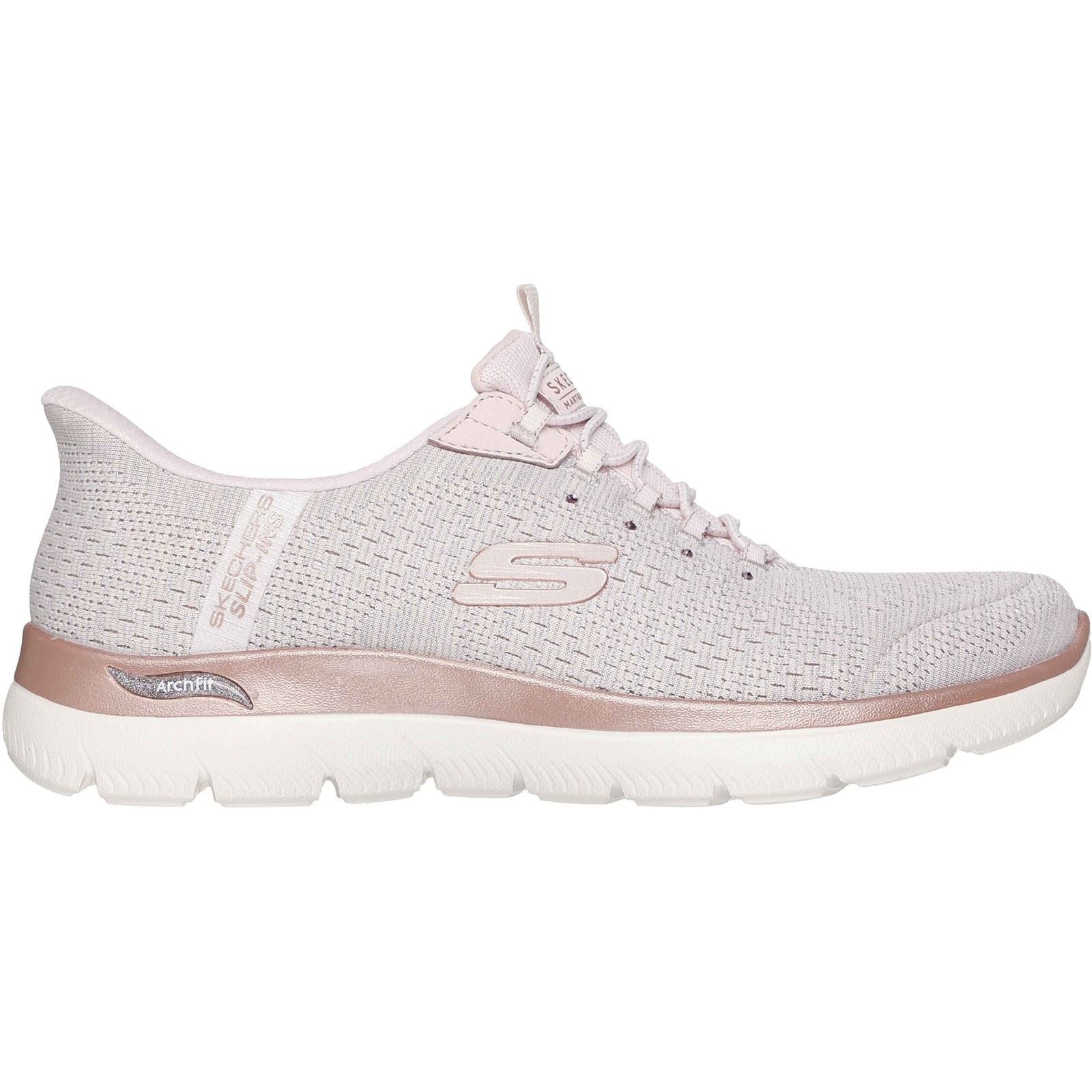 Skechers Arch Fit Summits - Soft Shimmer Baskets Légères En Textile Pour Femmes Rose Clair