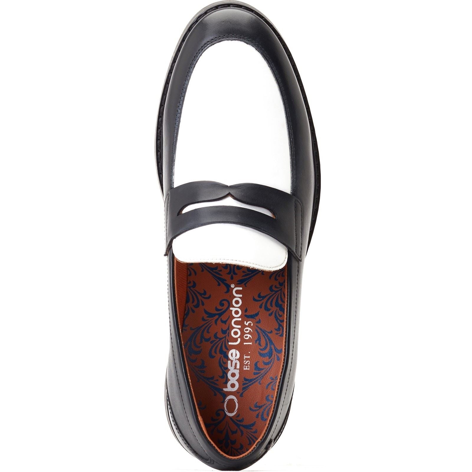 Base London Sid Chaussures Basses Pour Hommes En Cuir Noir/Blanc