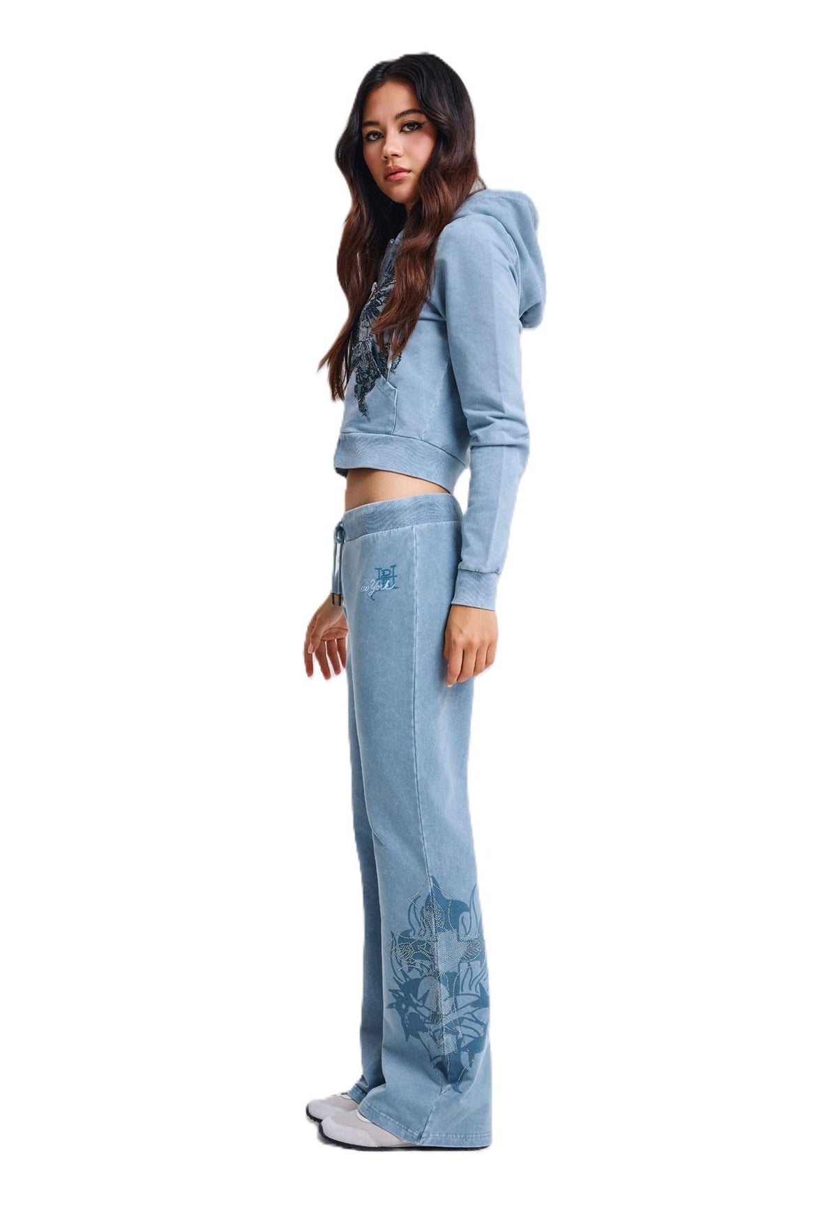 Ed Hardy Cross and Thorn Flared Jogging Bleu Pour Femmes
