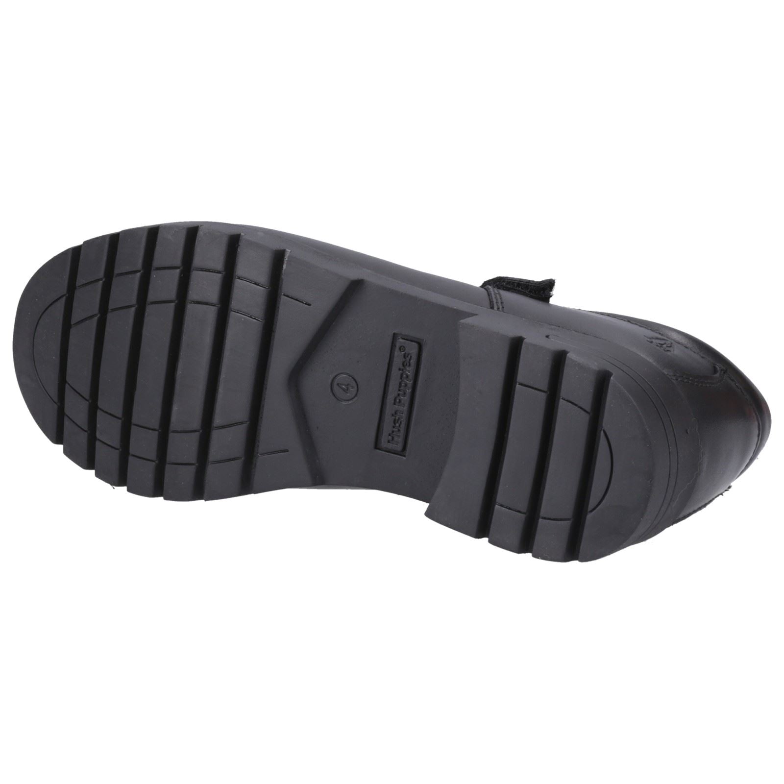 Hush Puppies Tanya Senior Chaussures Noires Pour Filles En Cuir