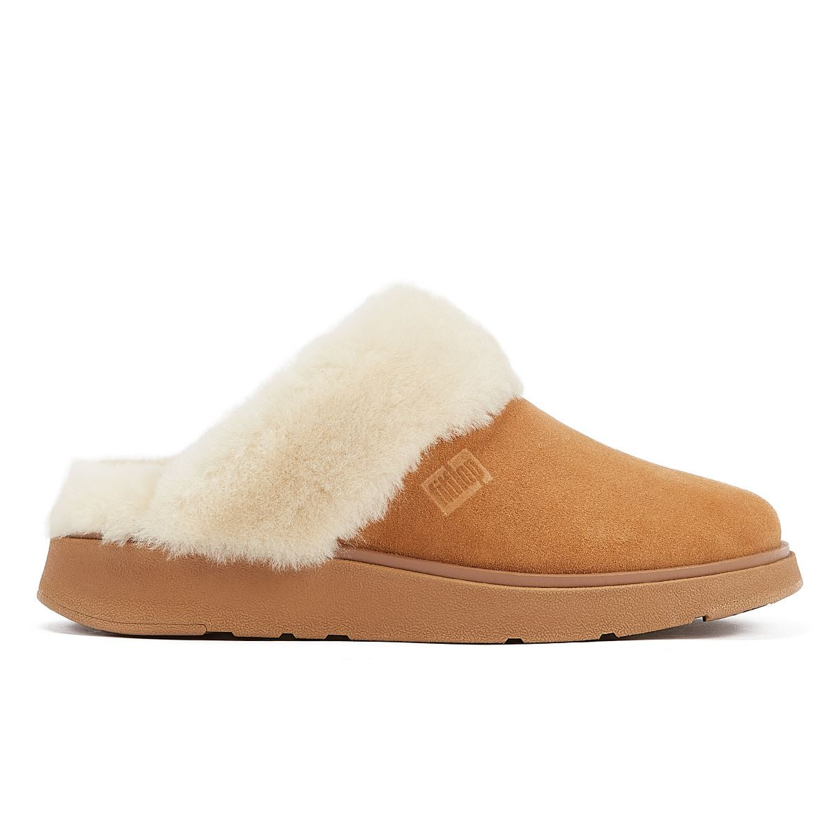 FitFlop Chaussons Pour Femmes Couleur Beige Avec Col En Peau Retournée.