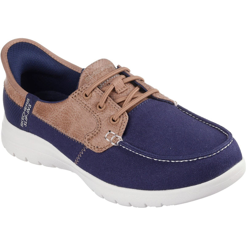 Skechers Palmilla Chaussures Bateau Pour Femmes En Toile Bleu Marine