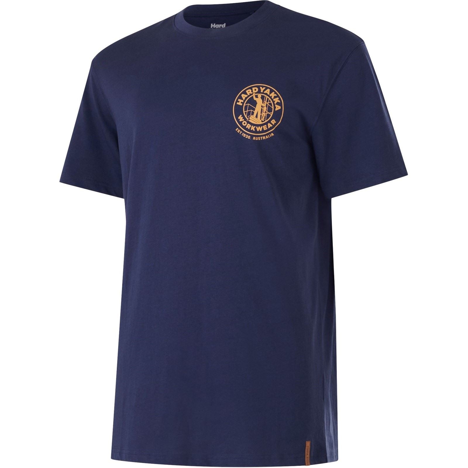 Hard Yakka Heritage Icon T-Shirts Pour Hommes En Coton Bleu À Manches Courtes