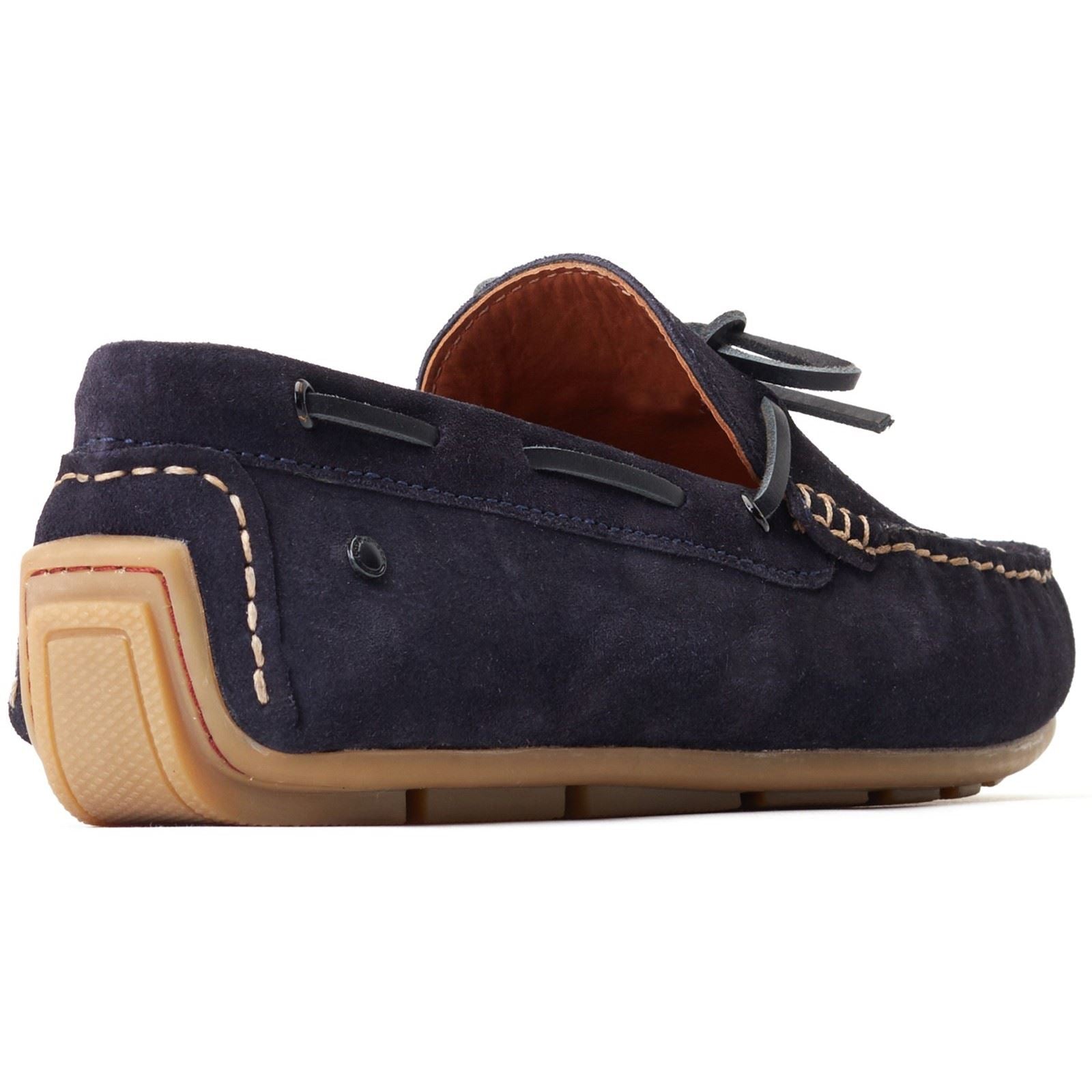 Base London Brooks Mocassins En Cuir Pour Hommes Bleu Marine