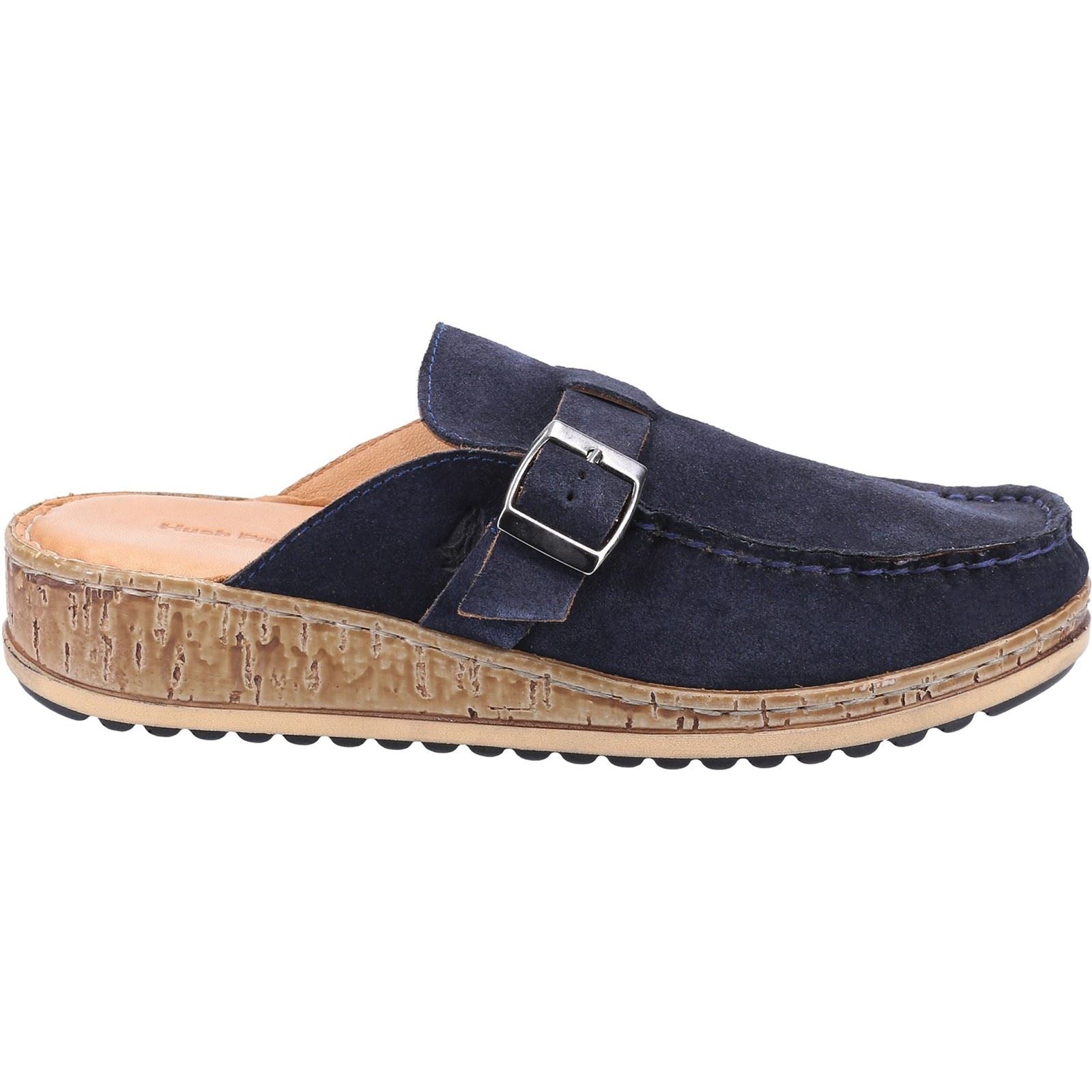 Hush Puppies Sorcha Mule Sandales En Daim Bleu Marine Pour Femme En Cuir.