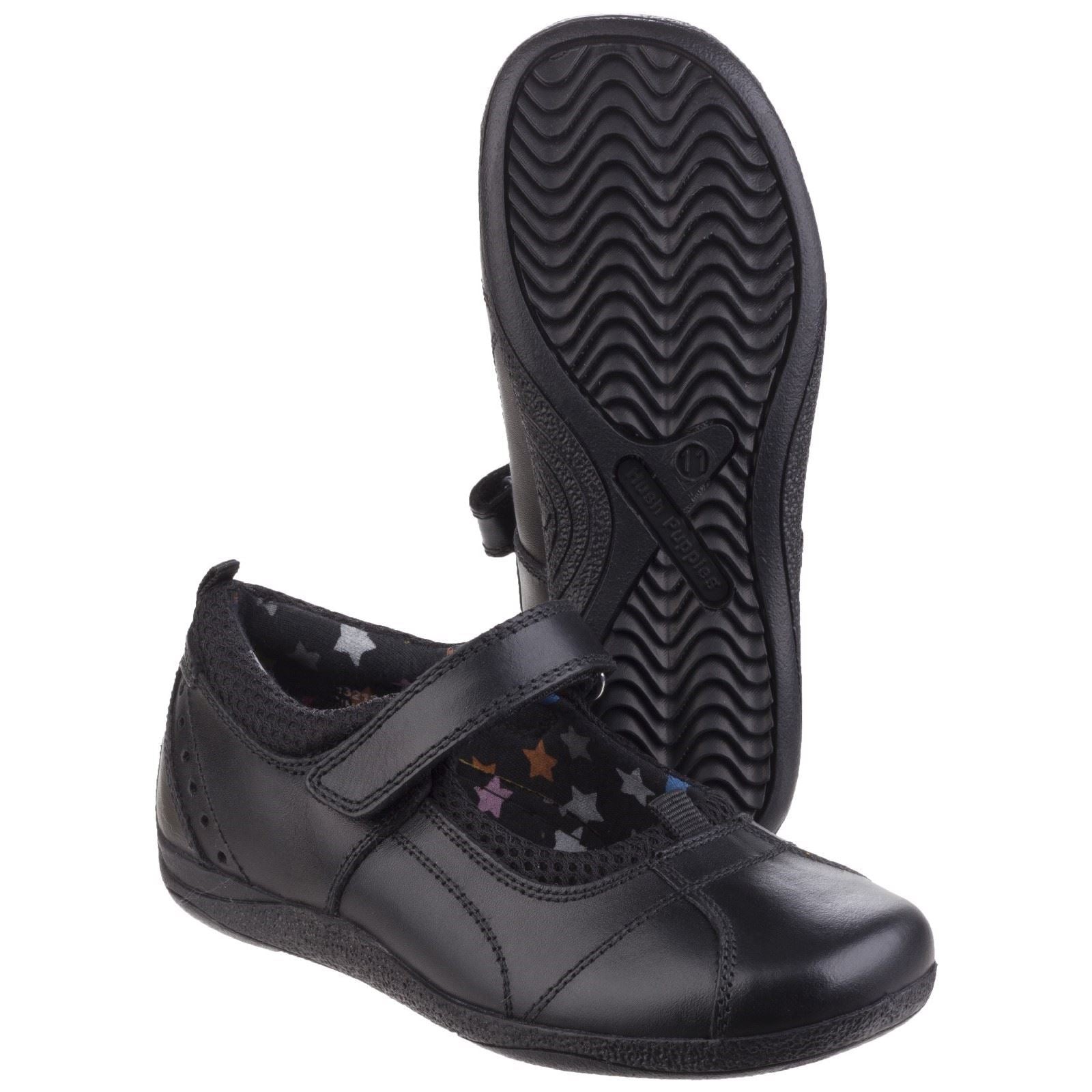 Hush Puppies Cindy Senior Chaussures Noires Pour Filles En Cuir