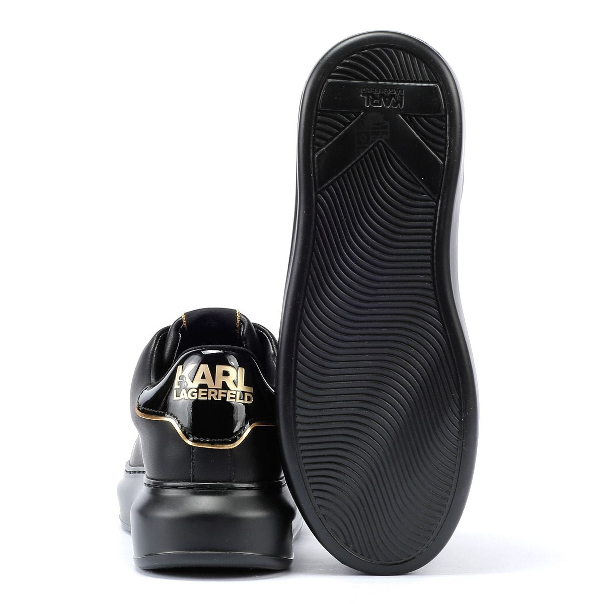 Karl Lagerfeld Kapri Metal Maison Glitter Baskets Noires En Cuir Pour Femmes