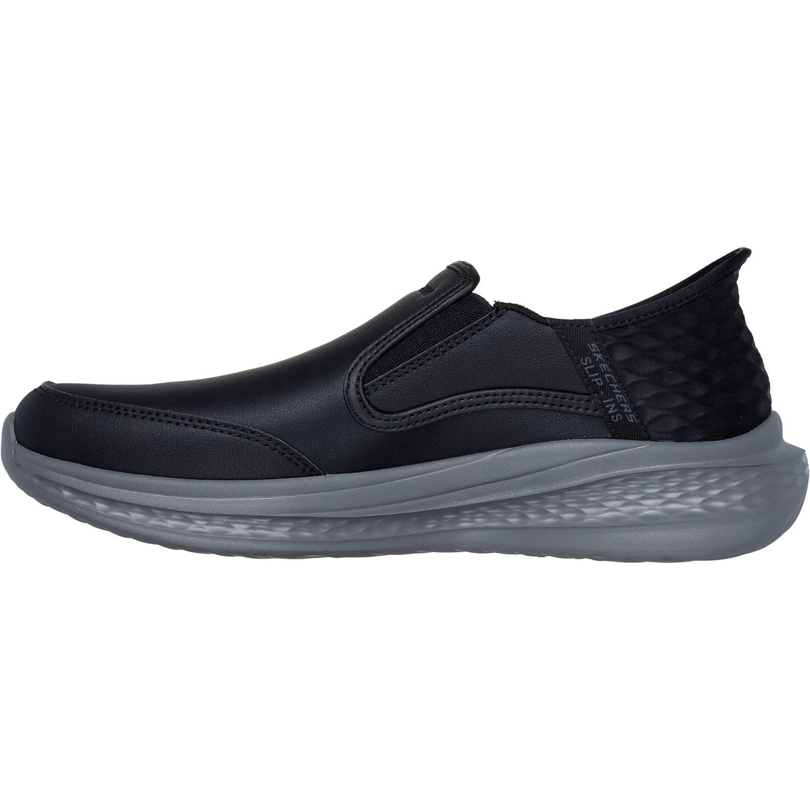 Skechers Slade Cooper Chaussures Mocassins Noires En Cuir Pour Hommes