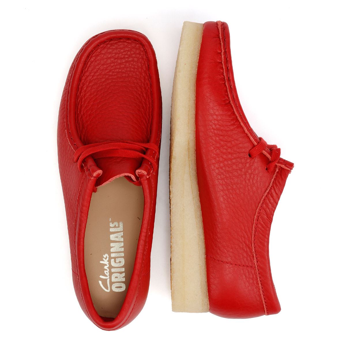 Clarks Originals Wallabee Chaussures Rouges En Cuir Pour Femmes