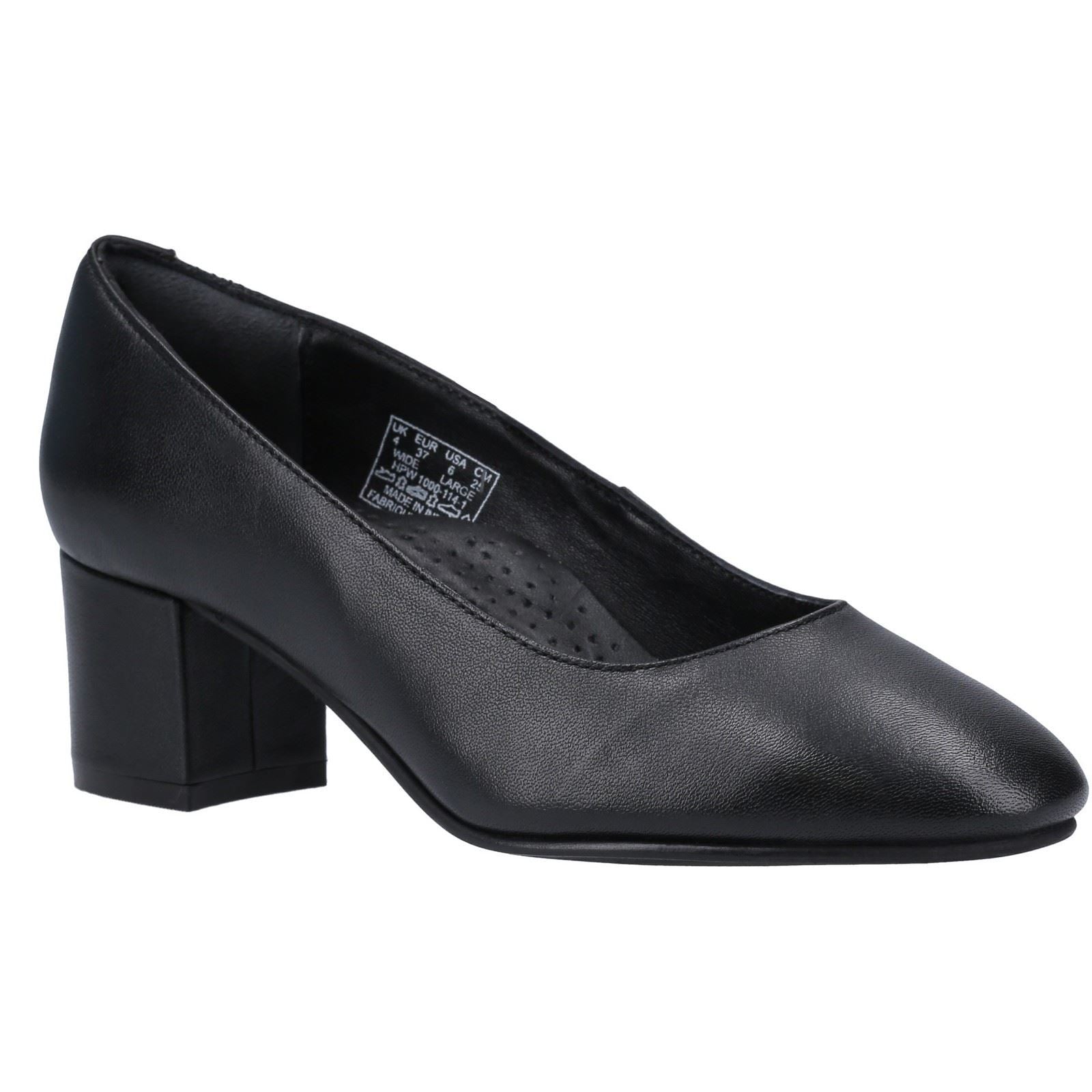 Hush Puppies Anna Wide Talons Noirs En Cuir Pour Femmes