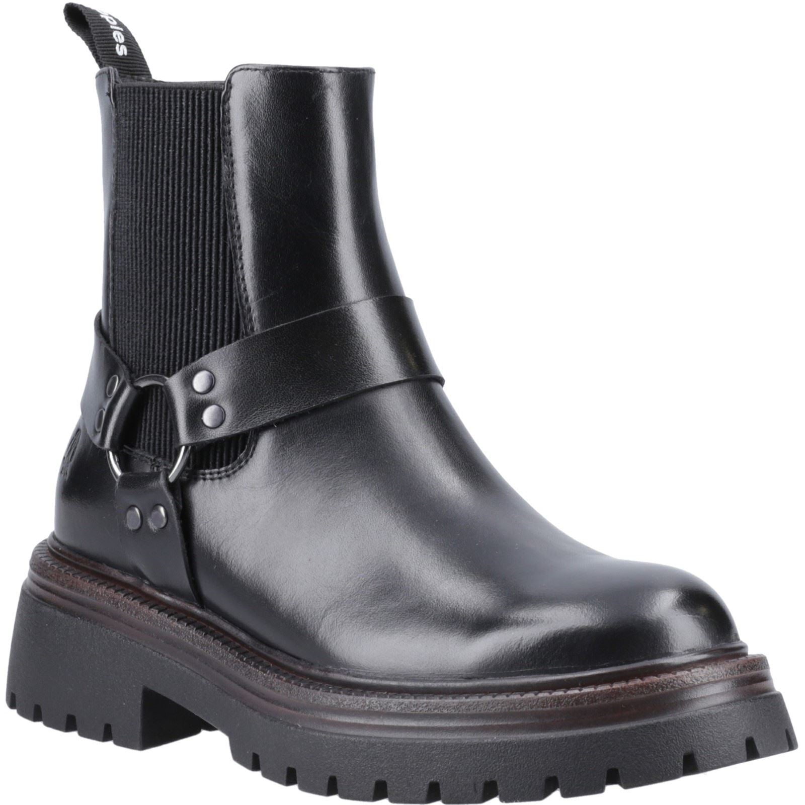 Hush Puppies Raye Bottes Chelsea Plates En Cuir Noir Pour Femme