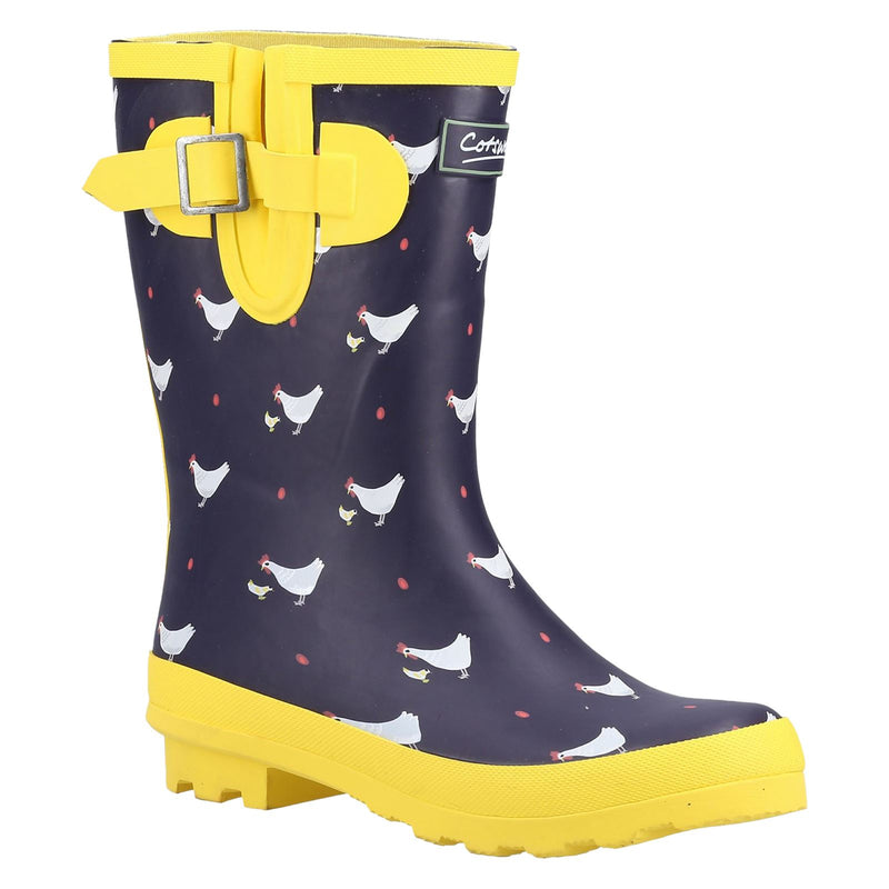 Cotswold Farmyard Mid Bottes En Caoutchouc À Motif De Poule En Français.
