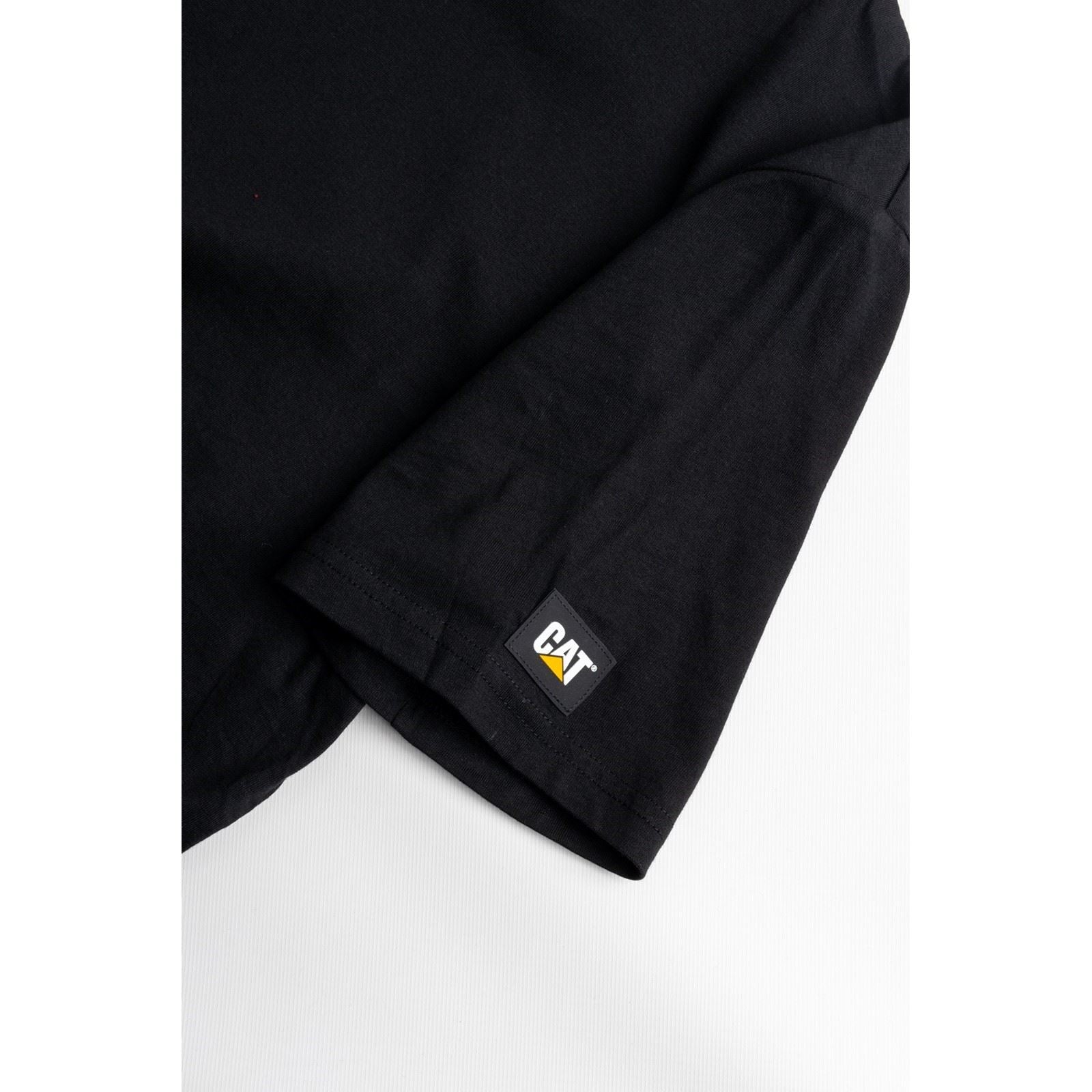 Caterpillar Essentials Short Sleeve T-Shirts À Manches Courtes Noirs En Coton Pour Hommes