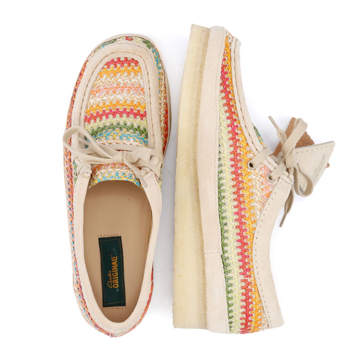 Clarks Originals Wallabee Raffia Chaussures Multicolores Pour Femmes
