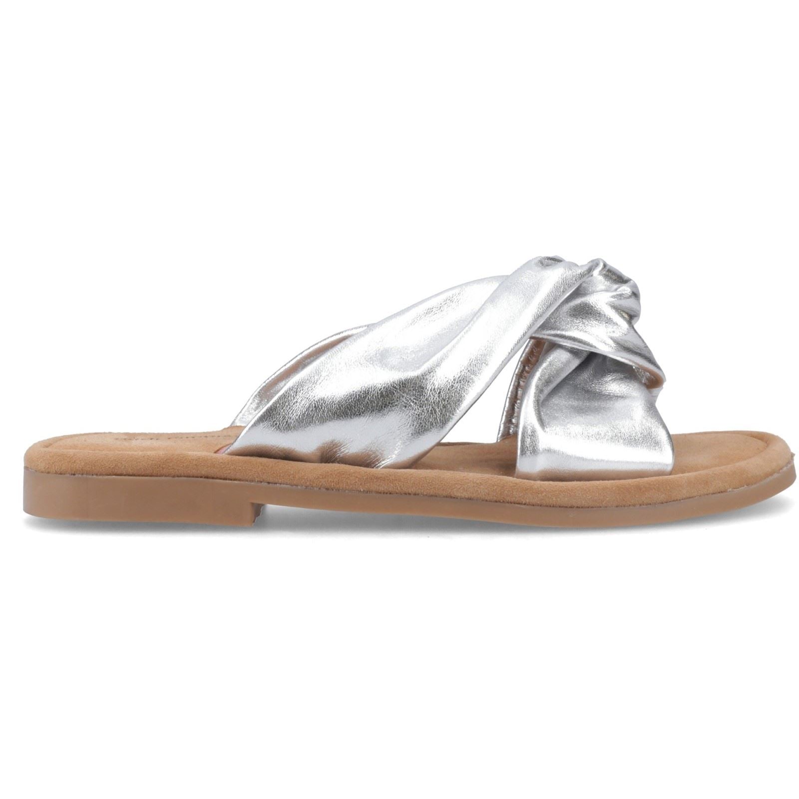 Hush Puppies Amy Wide Fit Sandales En Cuir Pour Femmes Argentées