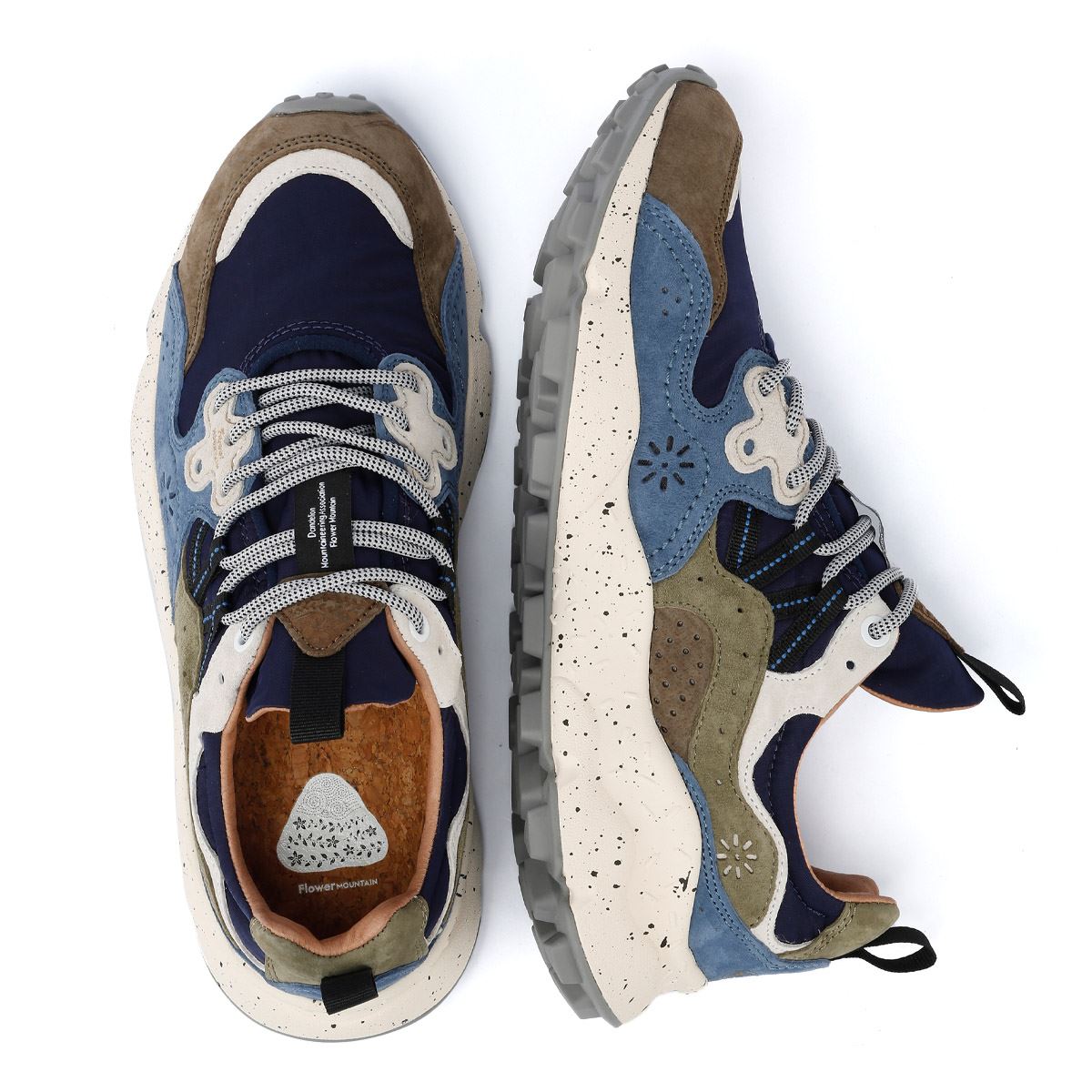 Flower Mountain Yamano 3 Baskets En Daim Pour Hommes, Marron Clair/Bleu Clair/Violet