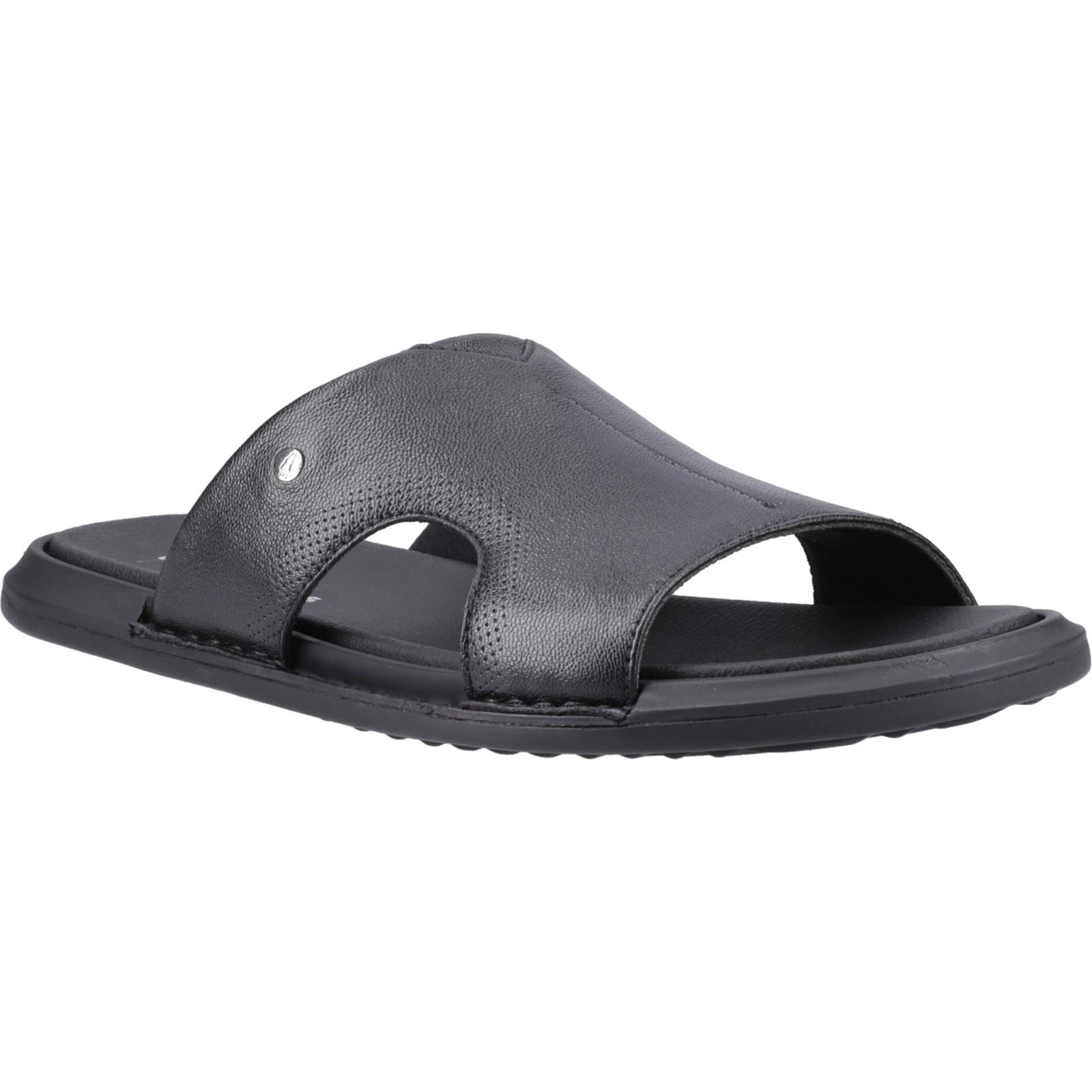 Hush Puppies Callum Slide Sandales Noires Pour Hommes En Cuir