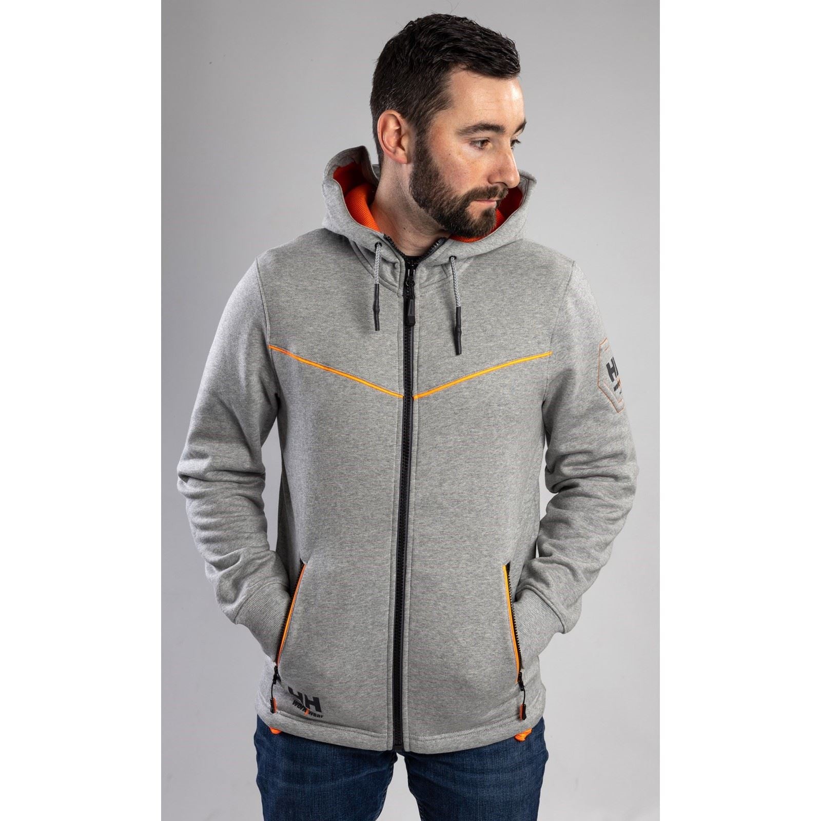 Helly Hansen Workwear Chelsea Evolution Sweat À Capuche Gris En Coton Pour Homme
