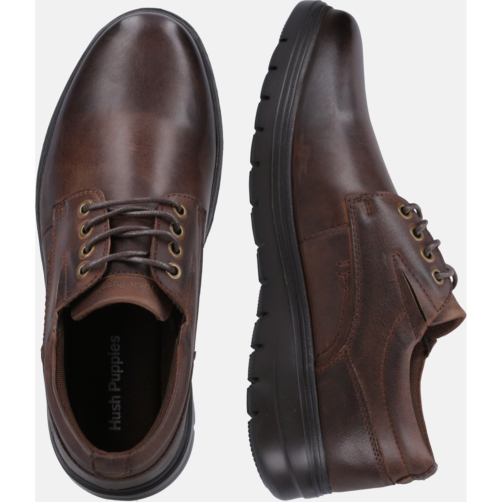 Hush Puppies TRITON LACE UP Chaussures En Cuir Marron À Lacets Pour Homme