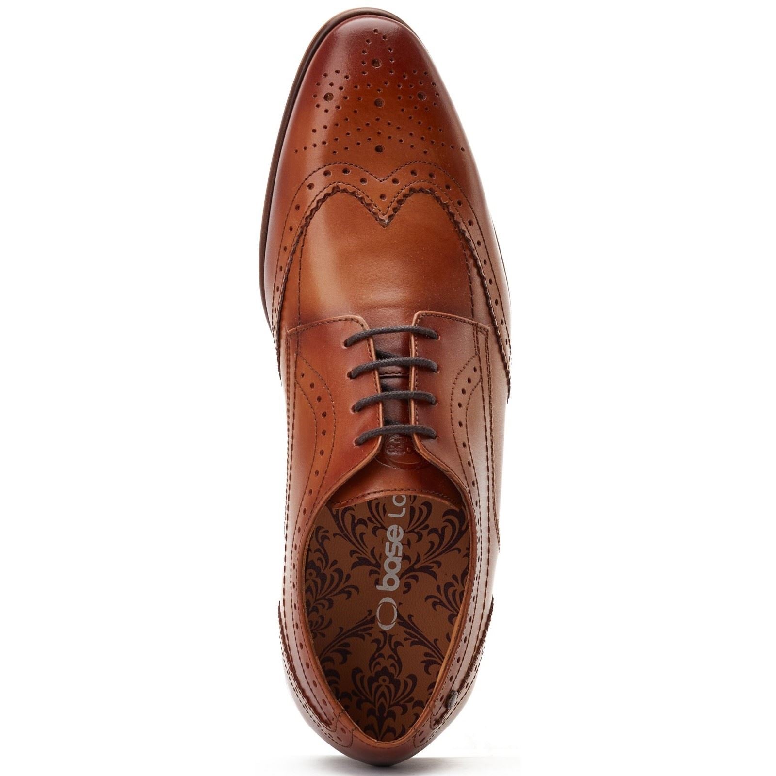 Base London Barbera Chaussures En Cuir Pour Hommes Brogues Tan