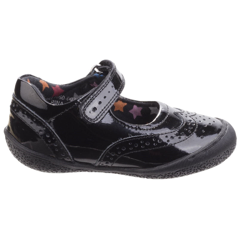 Hush Puppies Rina Junior Patent Chaussures Noires En Cuir Verni Pour Filles