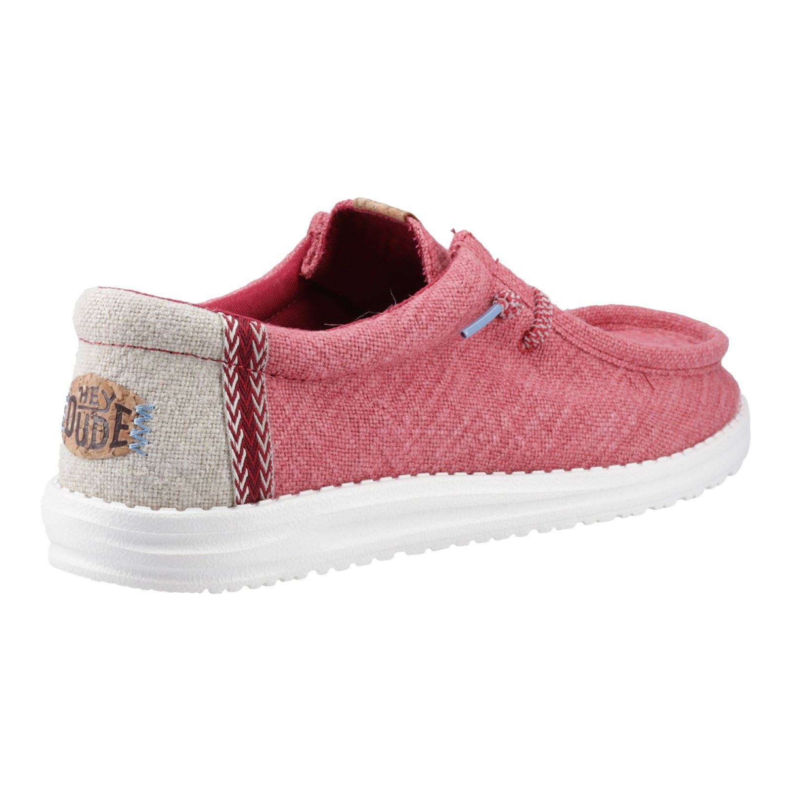 HEYDUDE Wally Jute Chaussures Mocassins En Toile Pour Homme Rouge Foncé /Argenté Birch